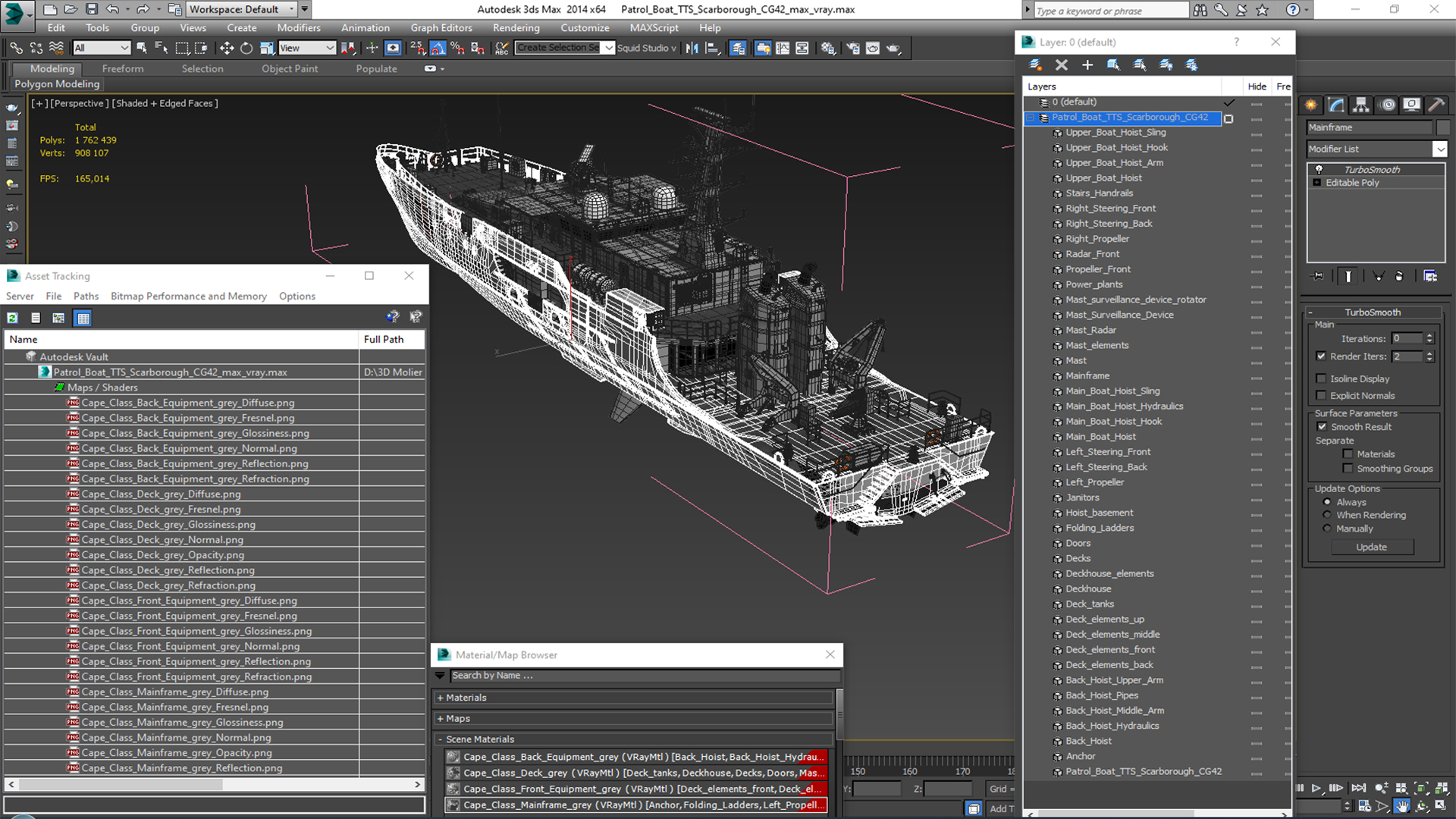 3D TTS Scarborough CG42 Coast Guard Rigged for Maya model