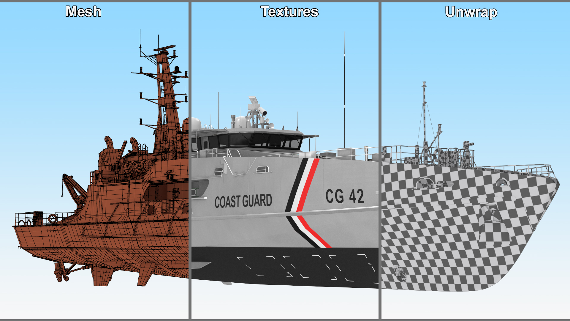 3D TTS Scarborough CG42 Coast Guard Rigged for Maya model