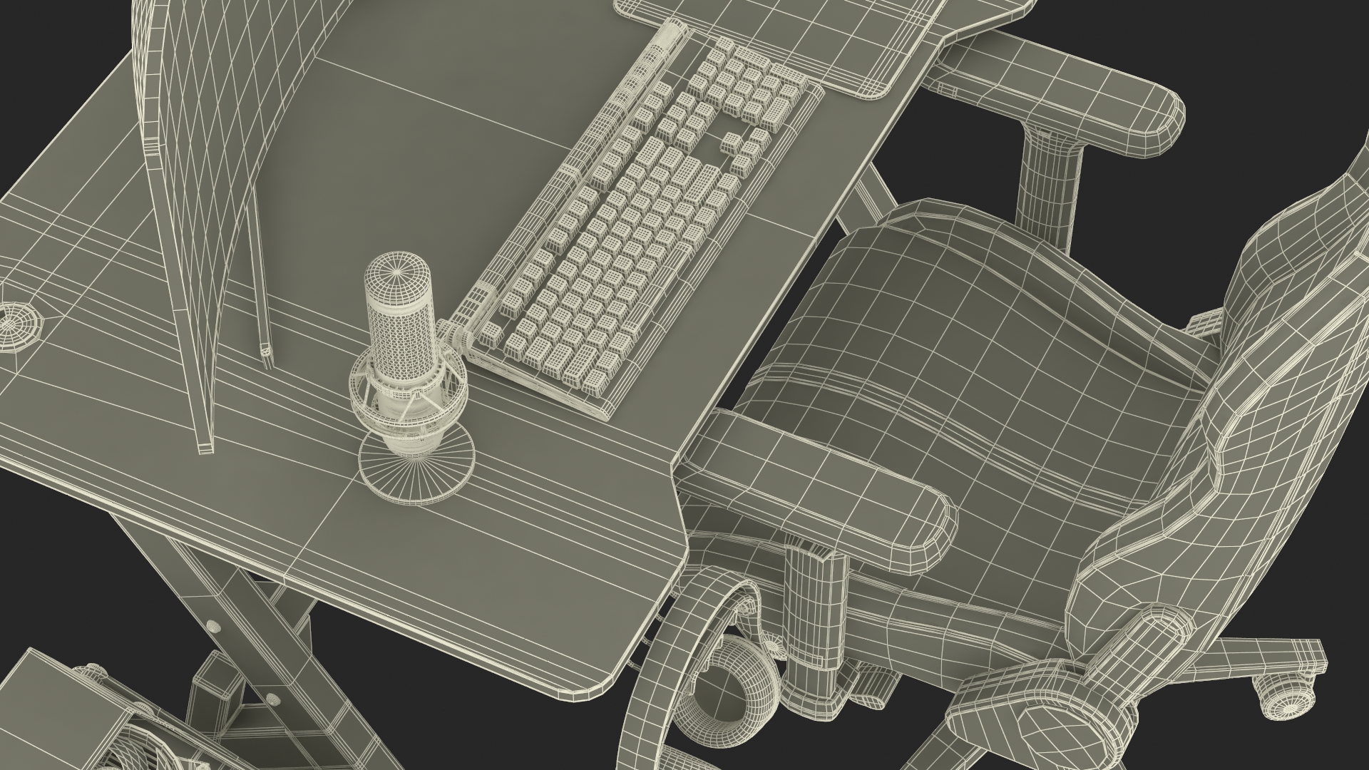 Modern Gamer Table with Computer 3D