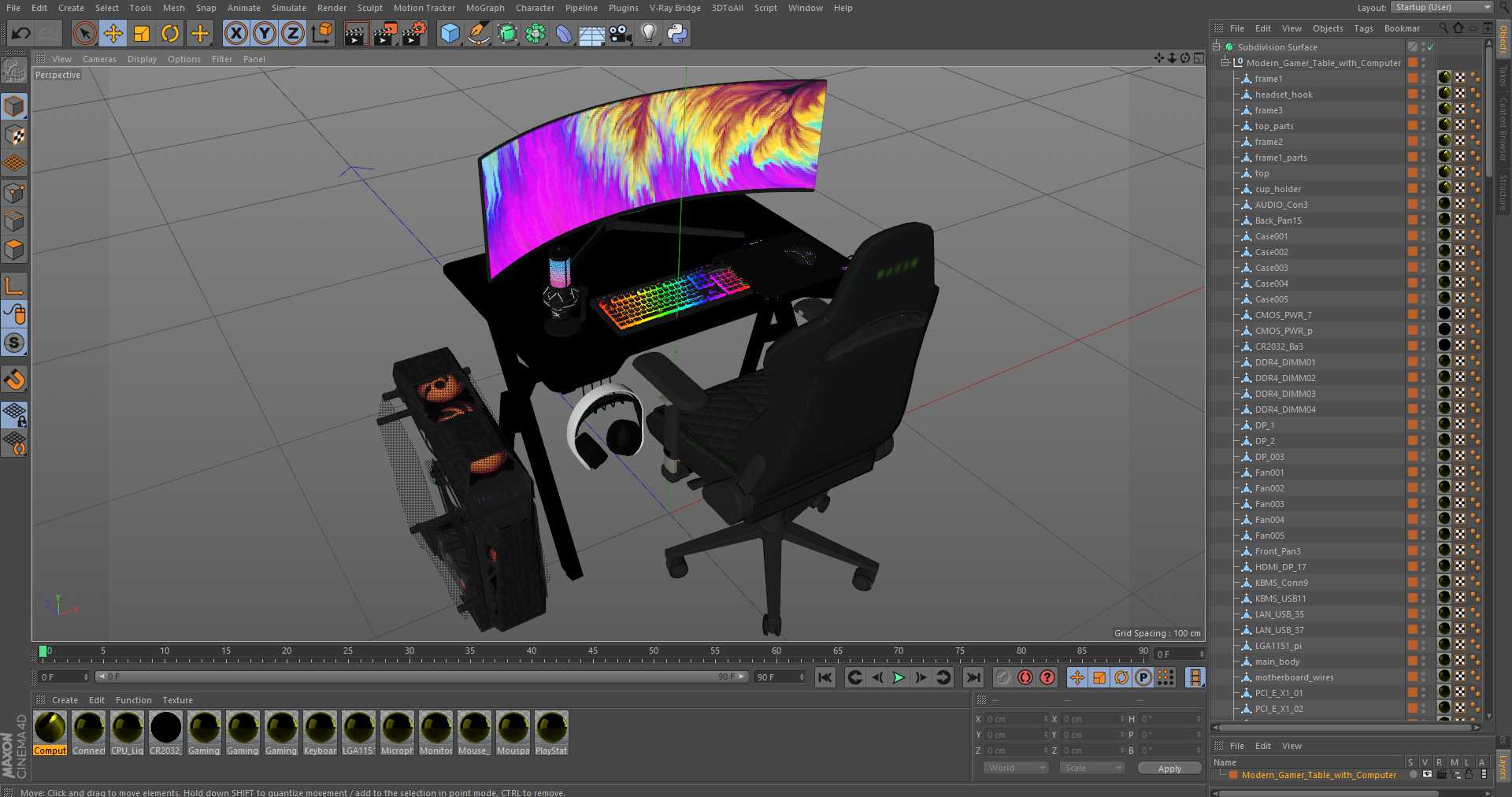 Modern Gamer Table with Computer 3D