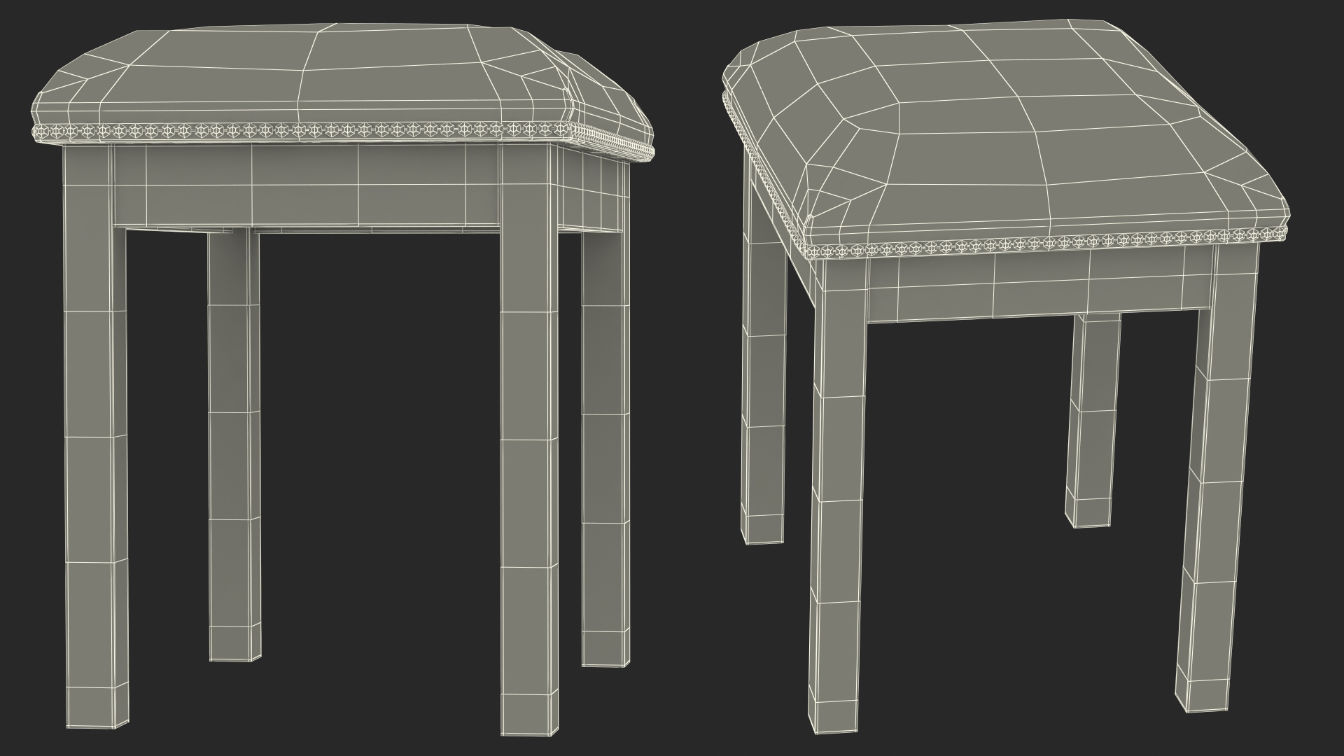 Church Wooden Stool 3D model