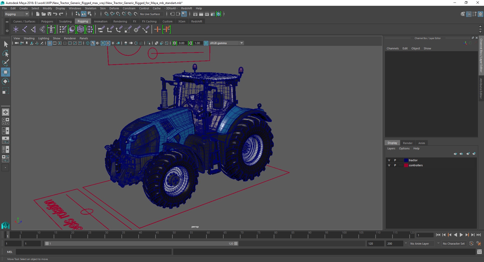 3D model New Tractor Generic Rigged for Maya