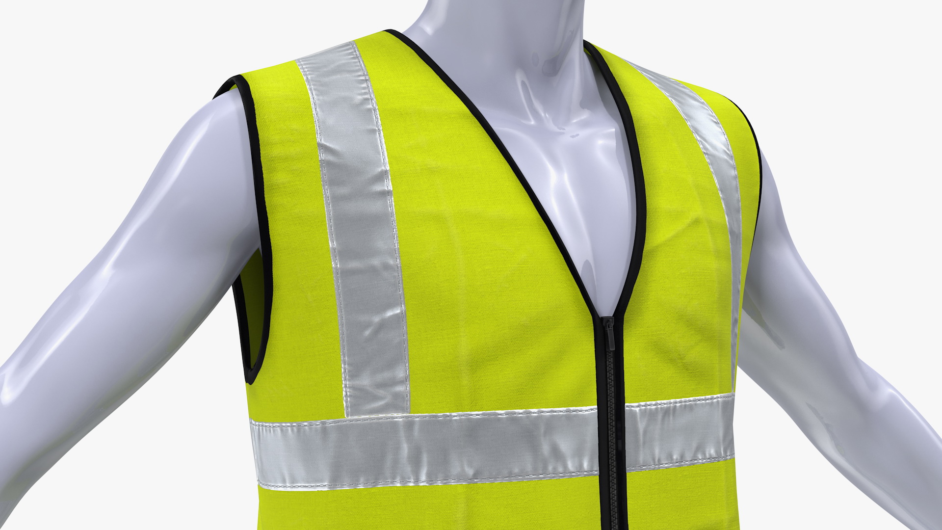 3D model Mannequin with Yellow Hi Vis Safety Vest