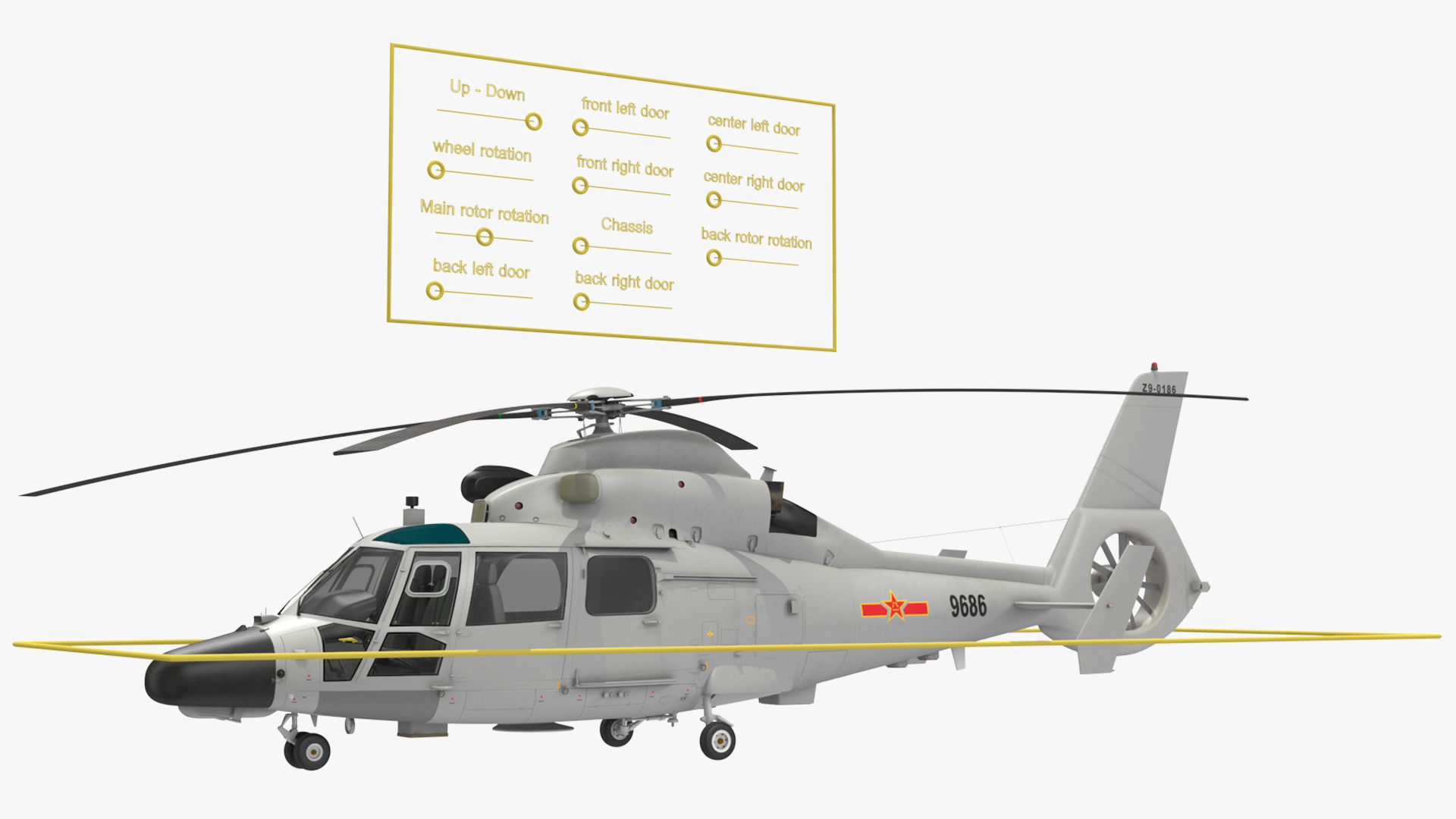 3D Harbin Z-9 Haitun Rigged for Maya model