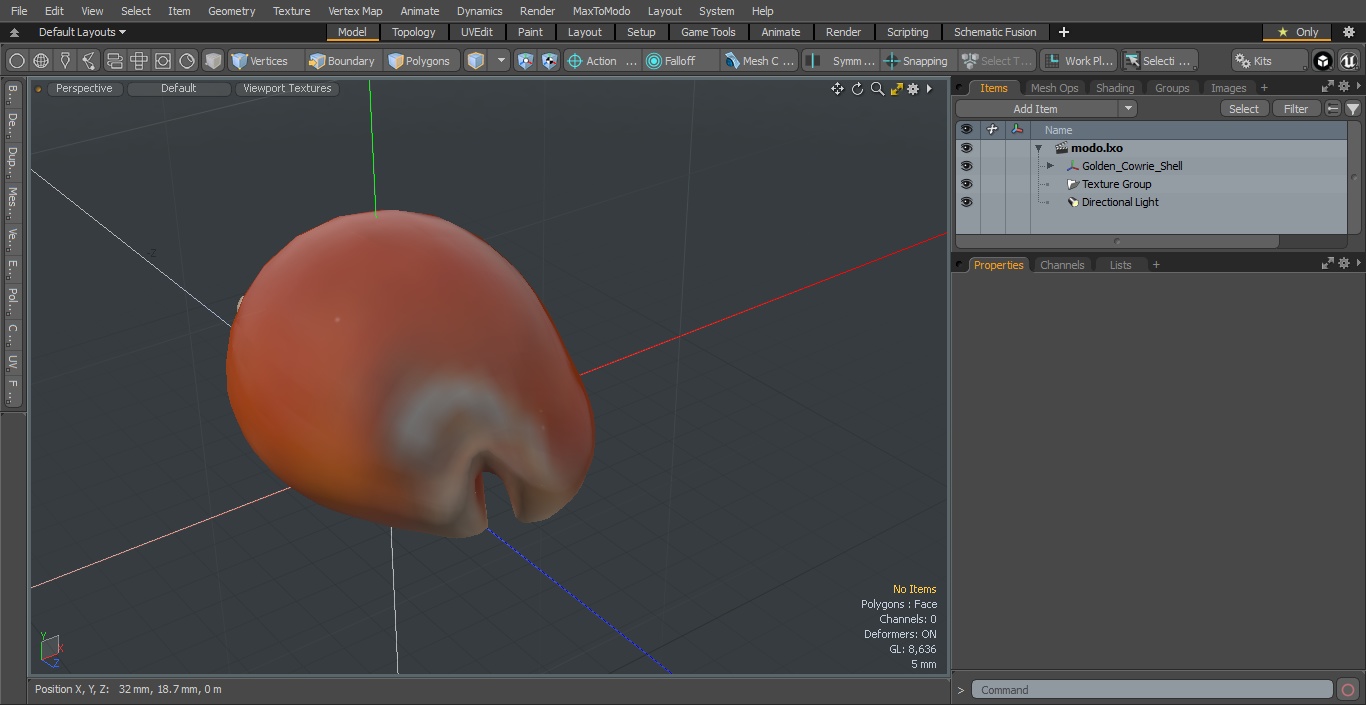 Golden Cowrie Shell 3D model