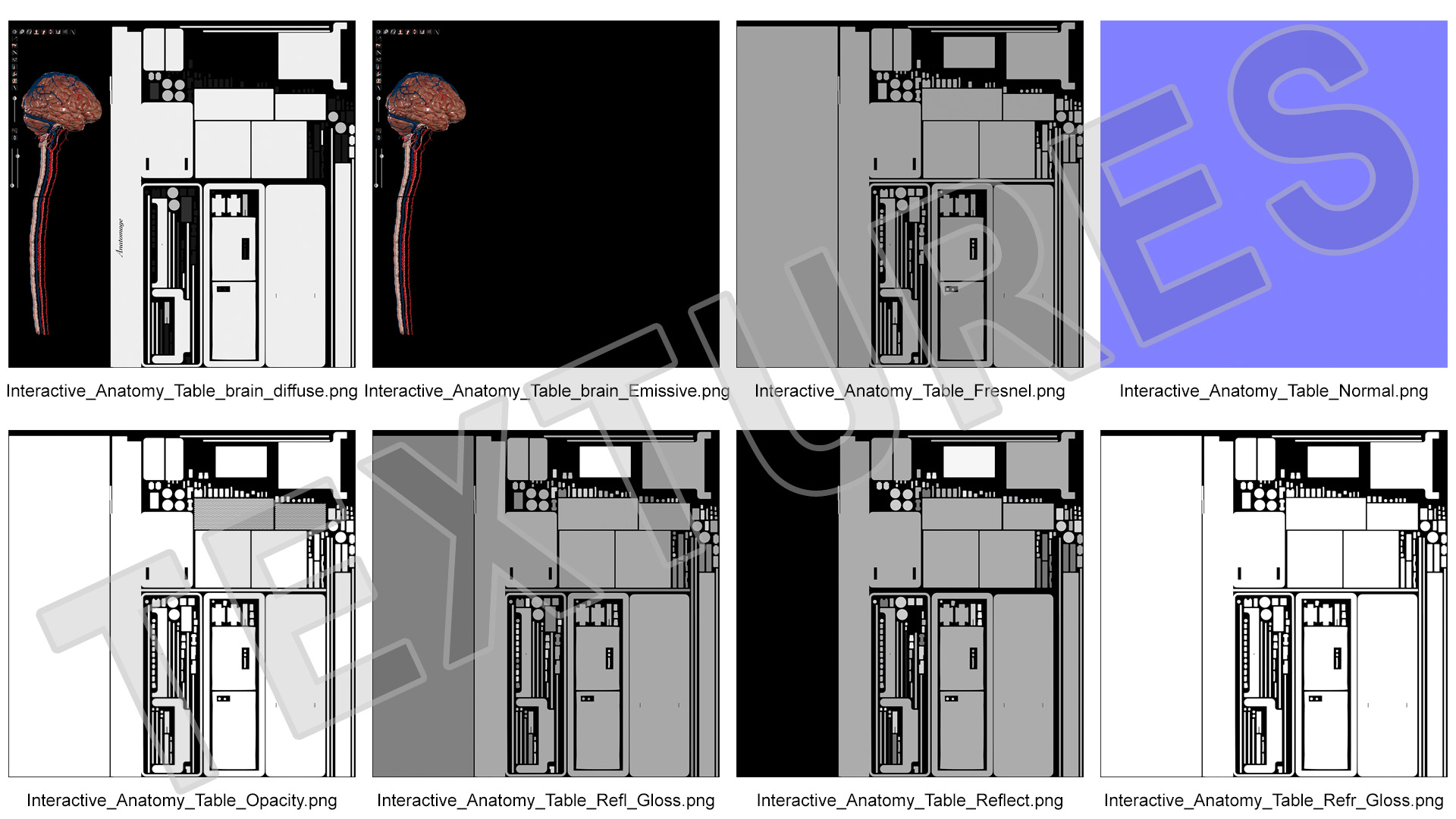 3D Horizontal Interactive Table with Display The Brain Device model