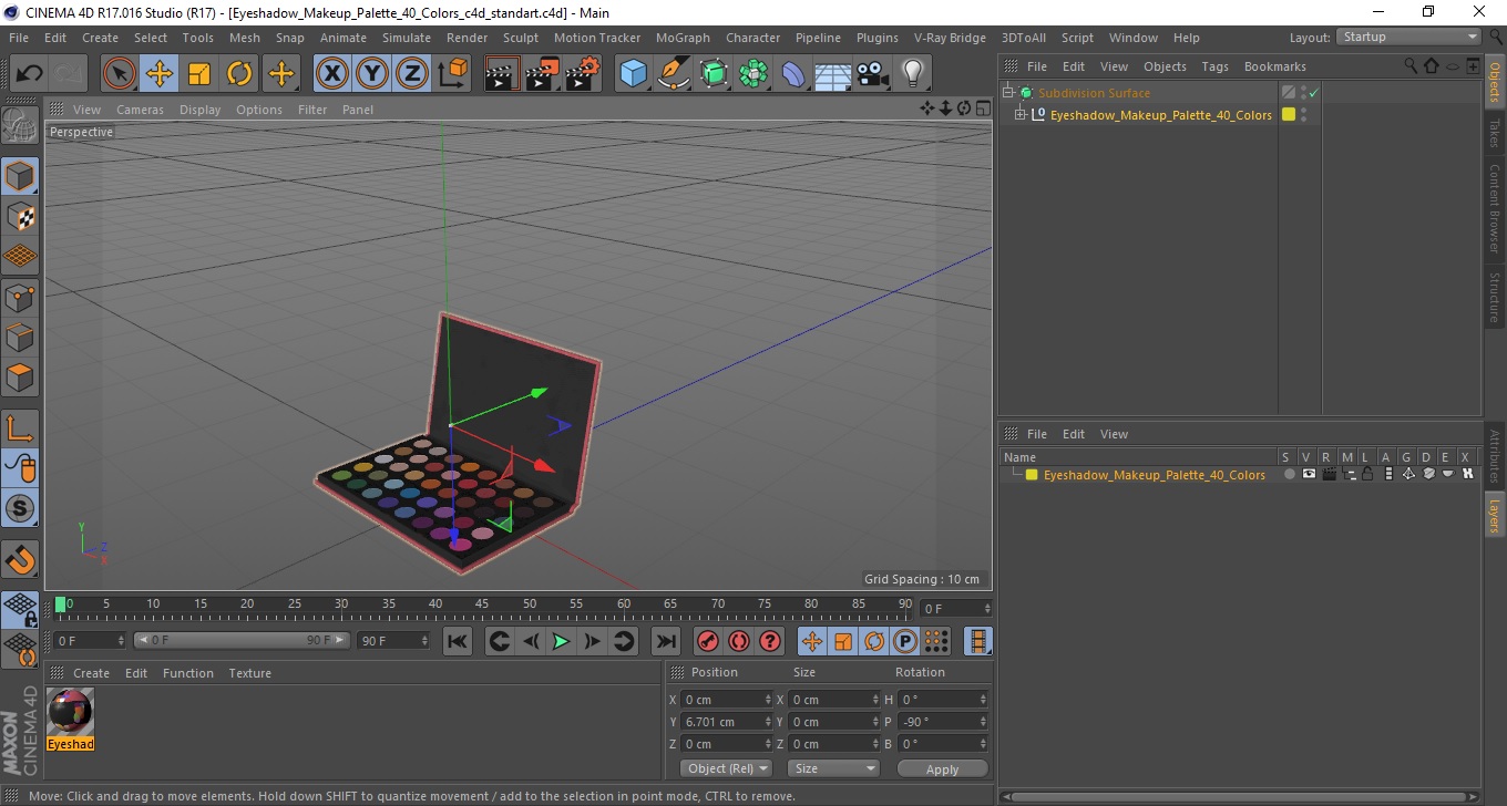 Eyeshadow Makeup Palette 40 Colors 3D model
