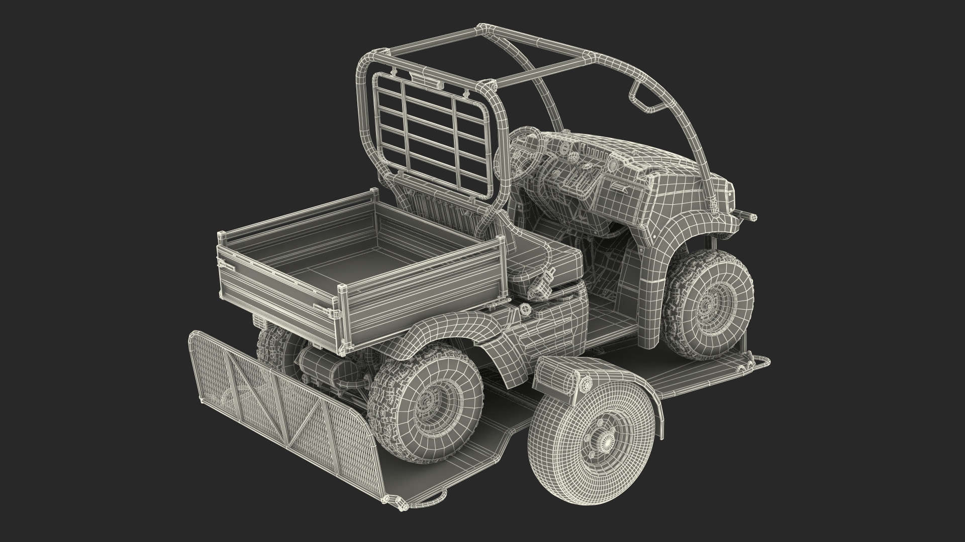 3D model ATV Trailer with Kawasaki Mule