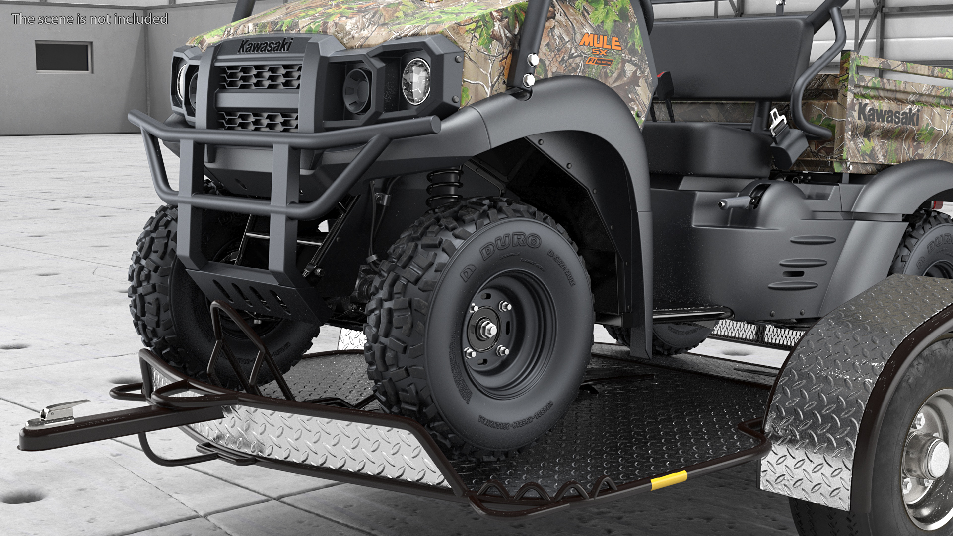 3D model ATV Trailer with Kawasaki Mule