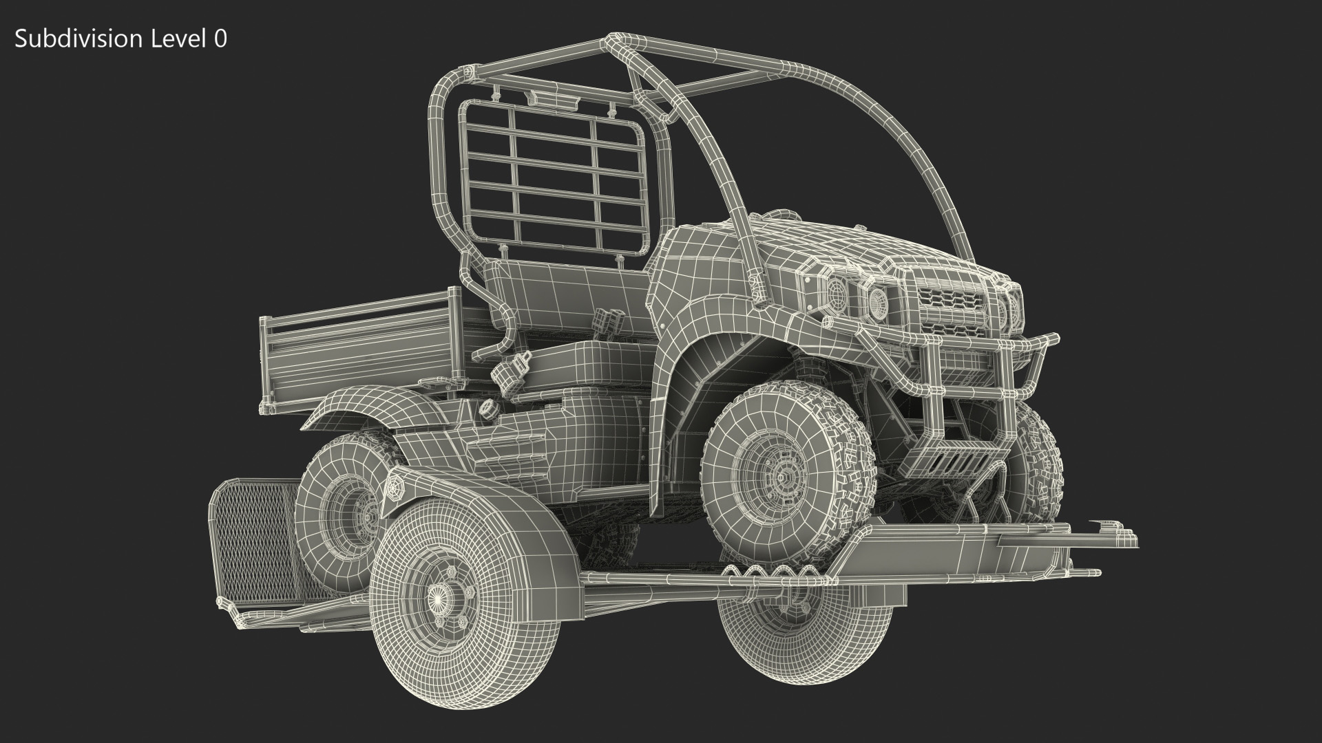 3D model ATV Trailer with Kawasaki Mule