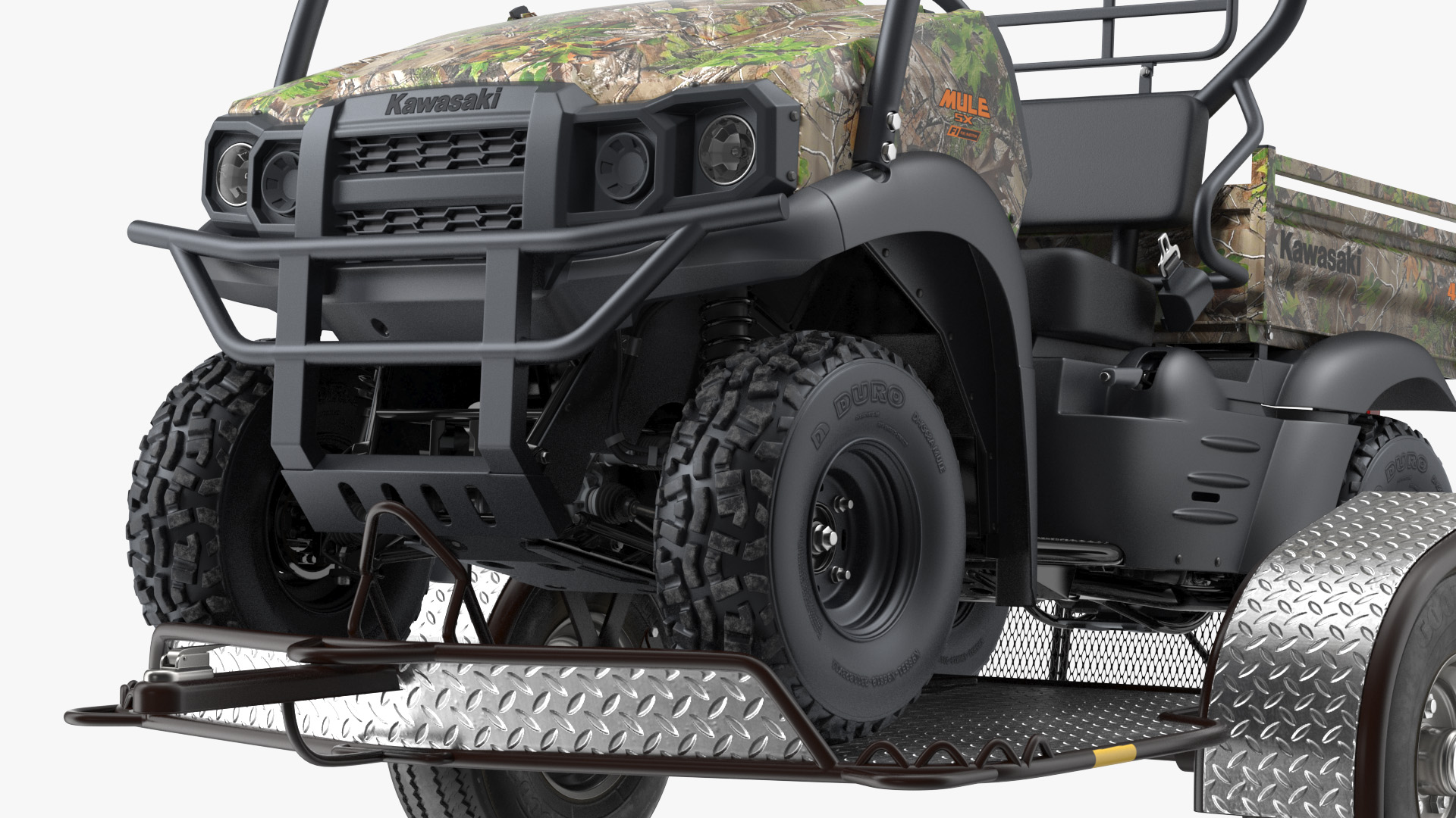 3D model ATV Trailer with Kawasaki Mule
