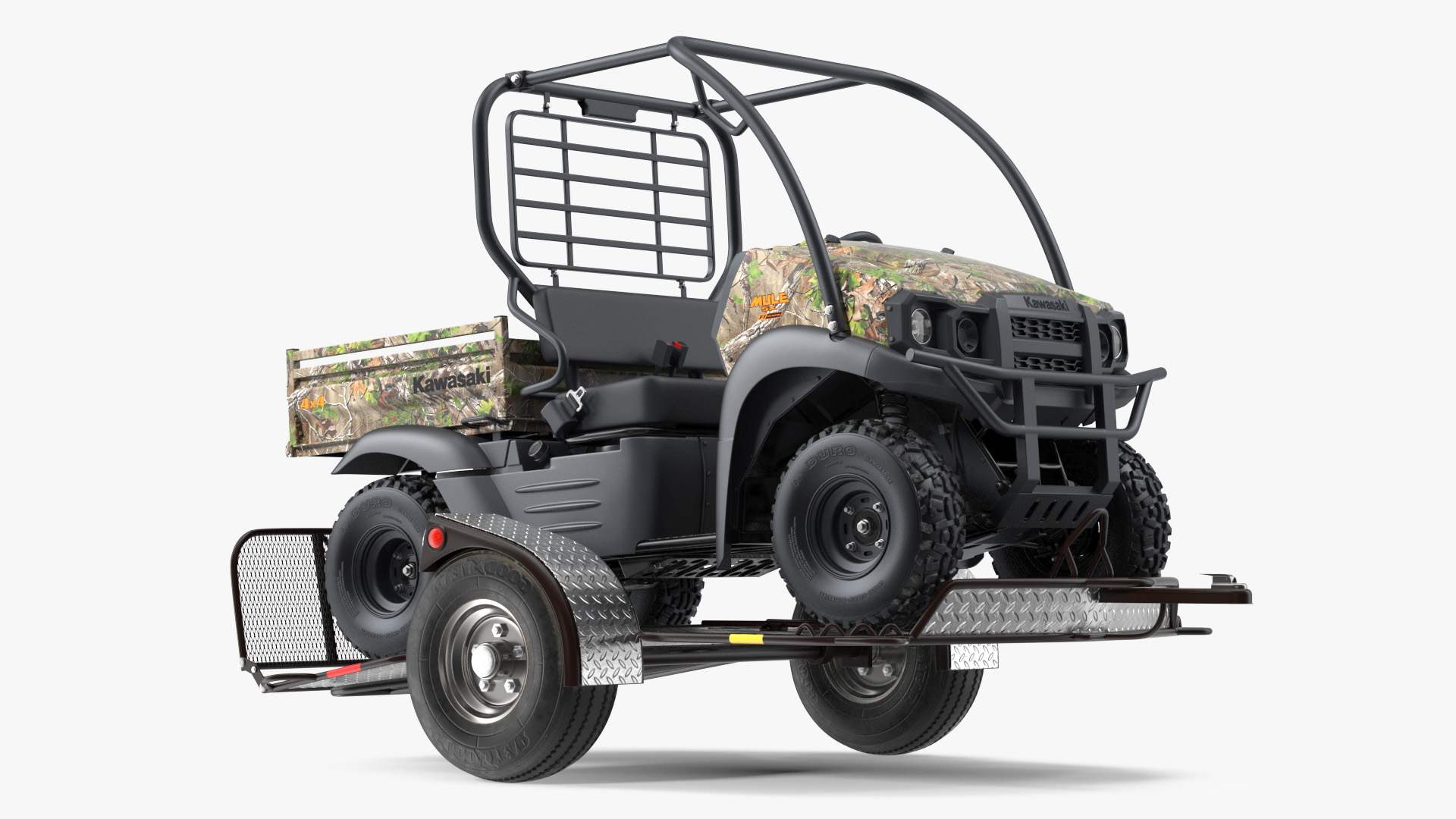 3D model ATV Trailer with Kawasaki Mule