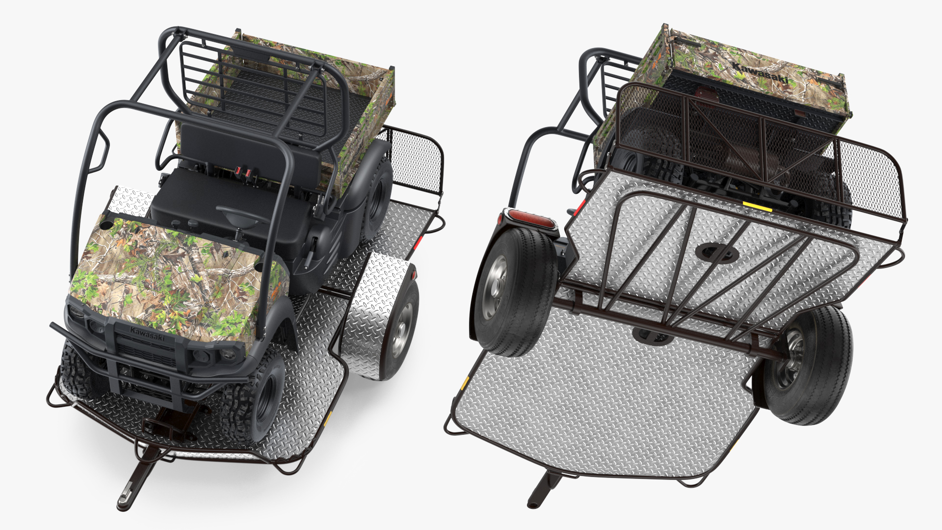3D model ATV Trailer with Kawasaki Mule