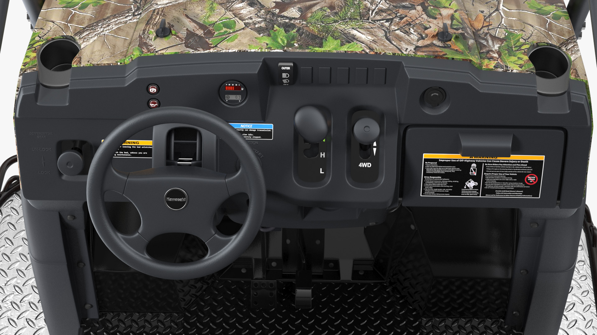 3D model ATV Trailer with Kawasaki Mule