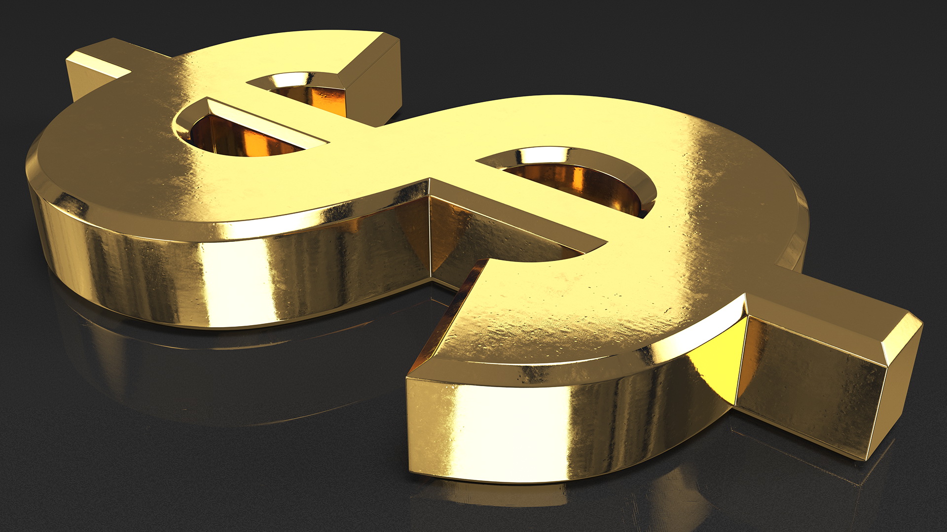 3D model US Dollar Currency Symbol Gold
