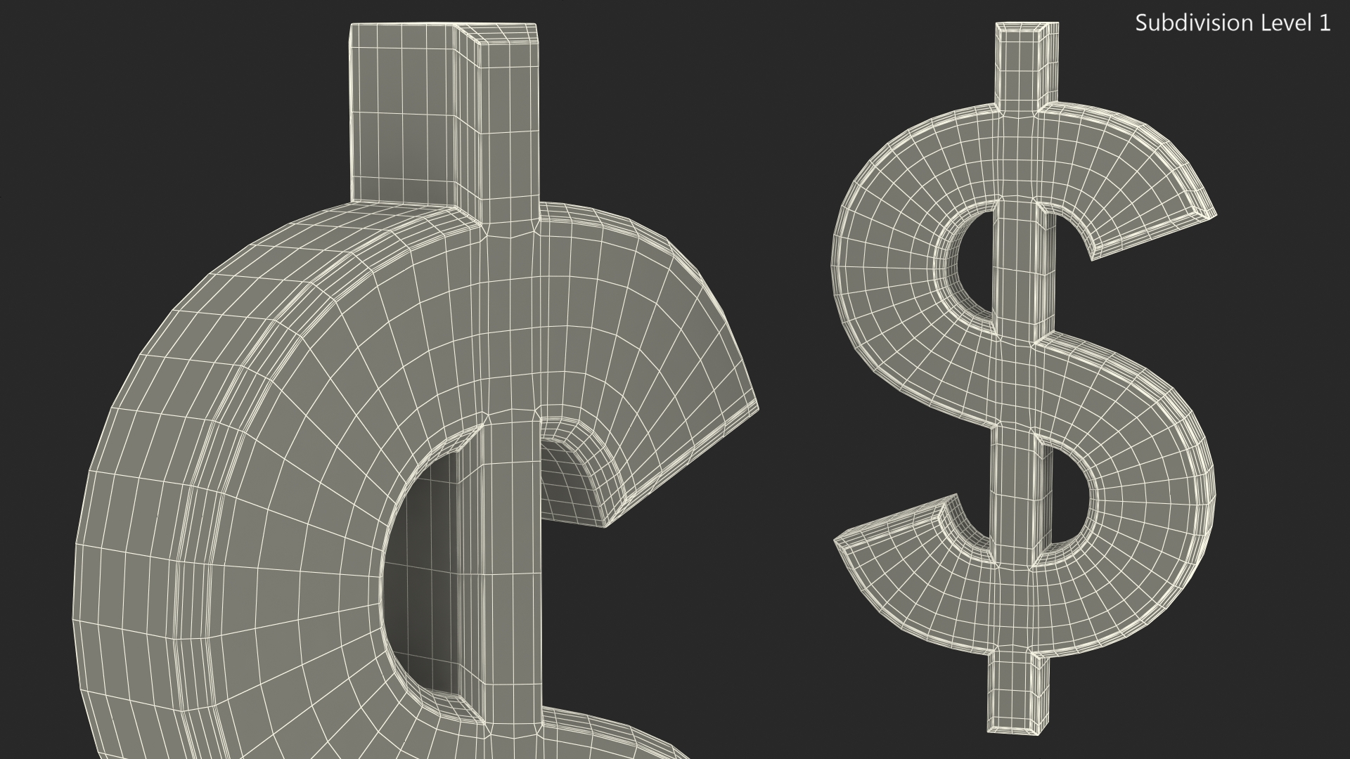 3D model US Dollar Currency Symbol Gold