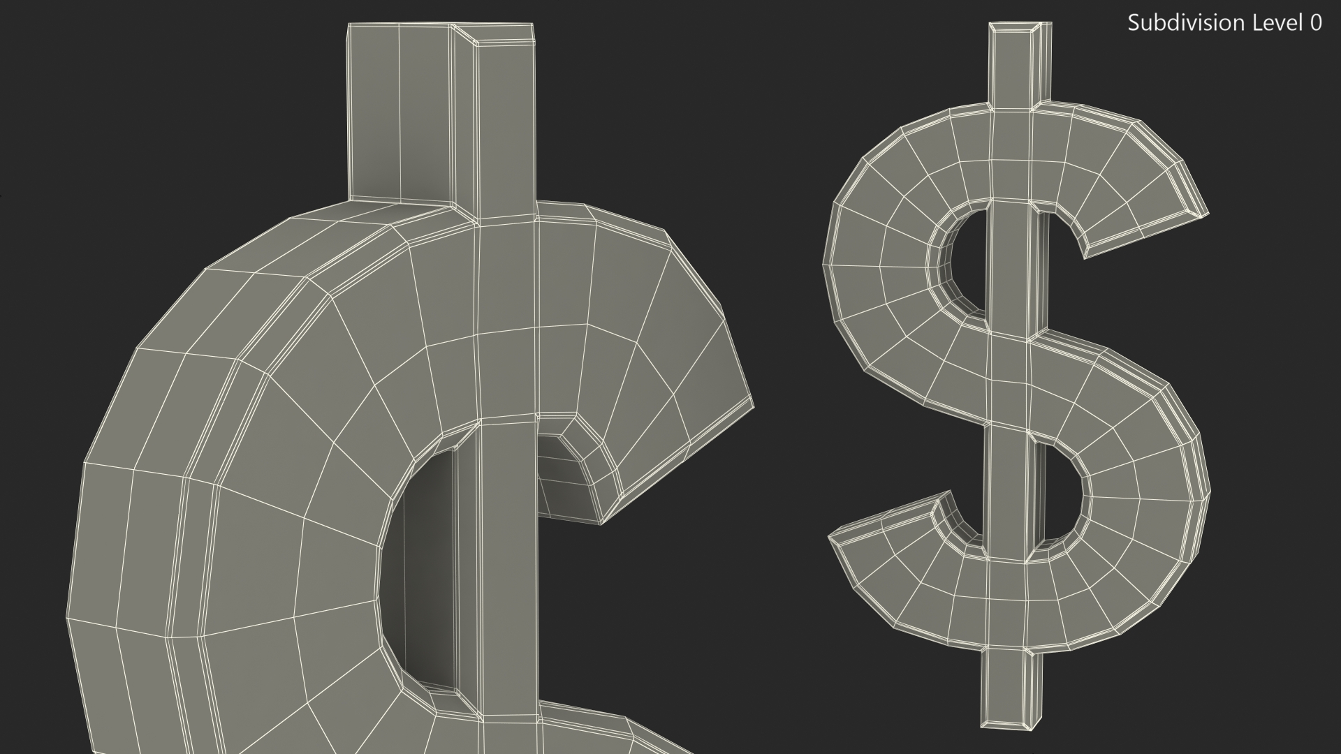 3D model US Dollar Currency Symbol Gold