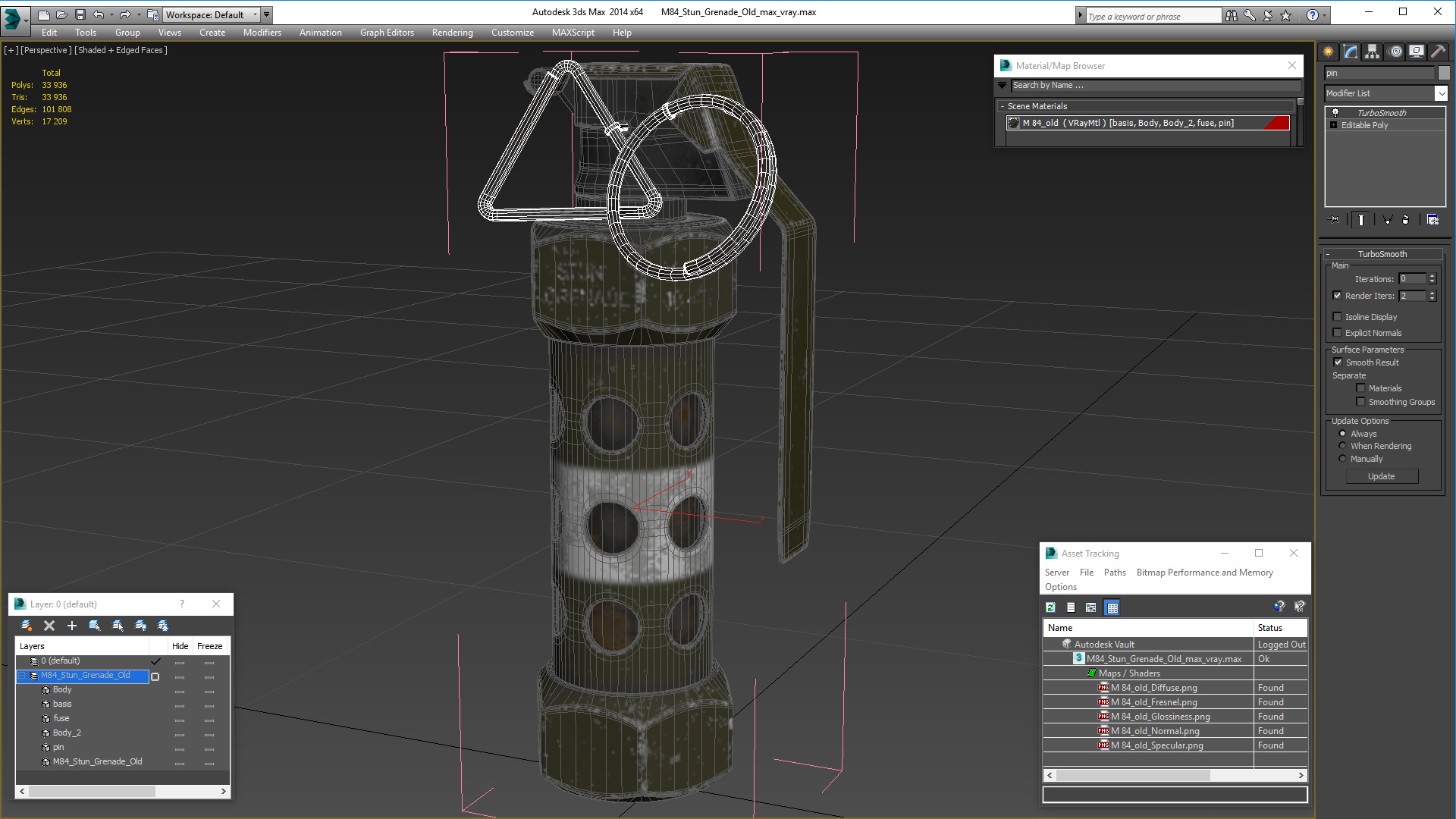 3D model M84 Stun Grenade Old