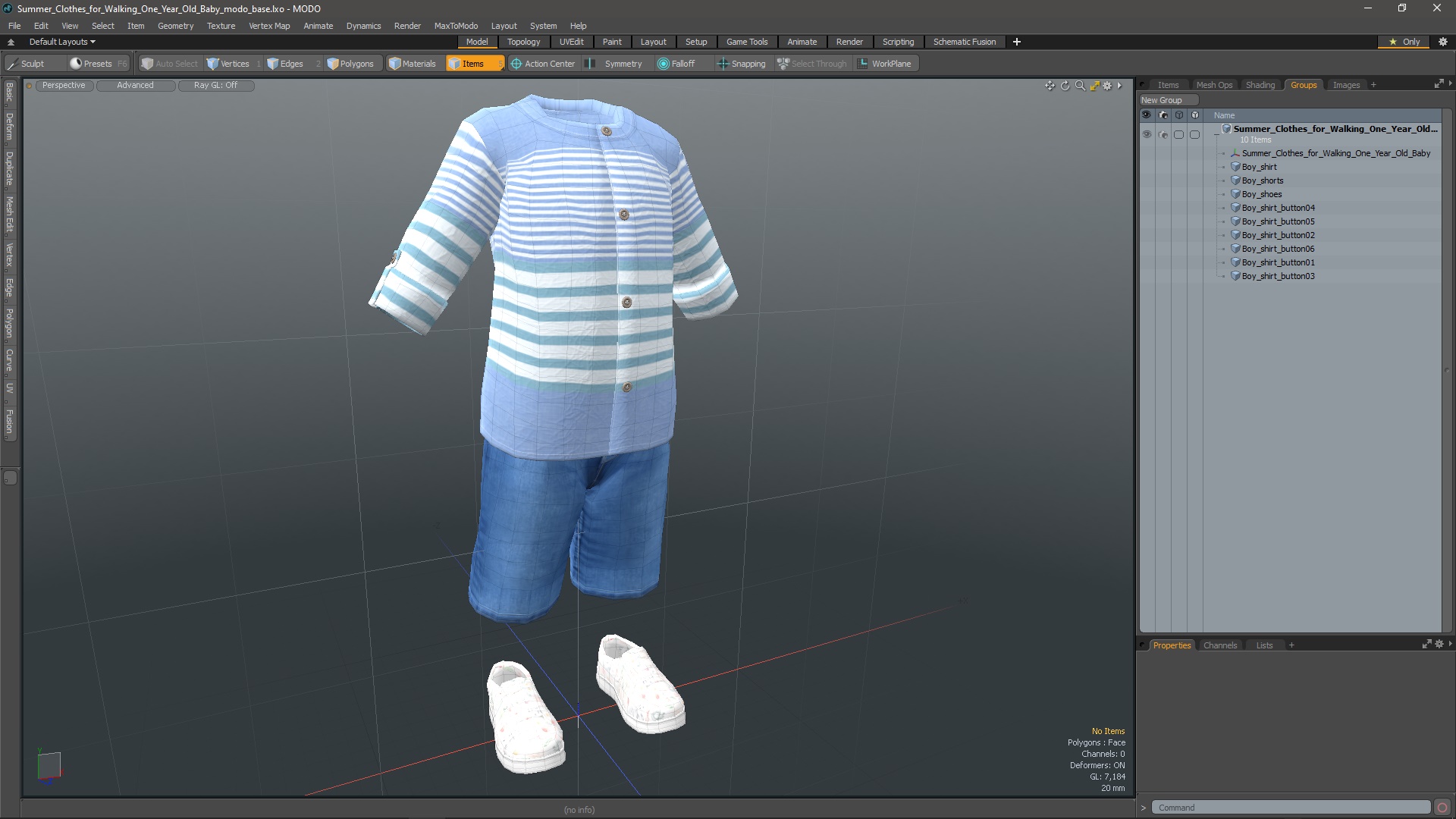 Summer Clothes for Walking One Year Old Baby 3D model