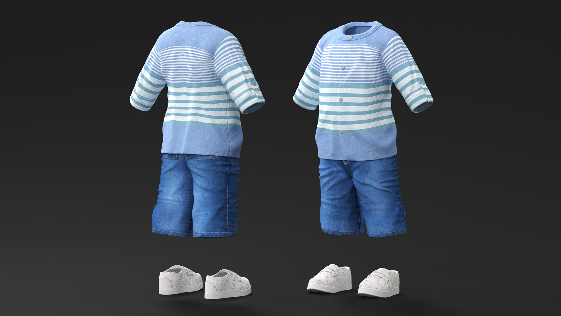 Summer Clothes for Walking One Year Old Baby 3D model