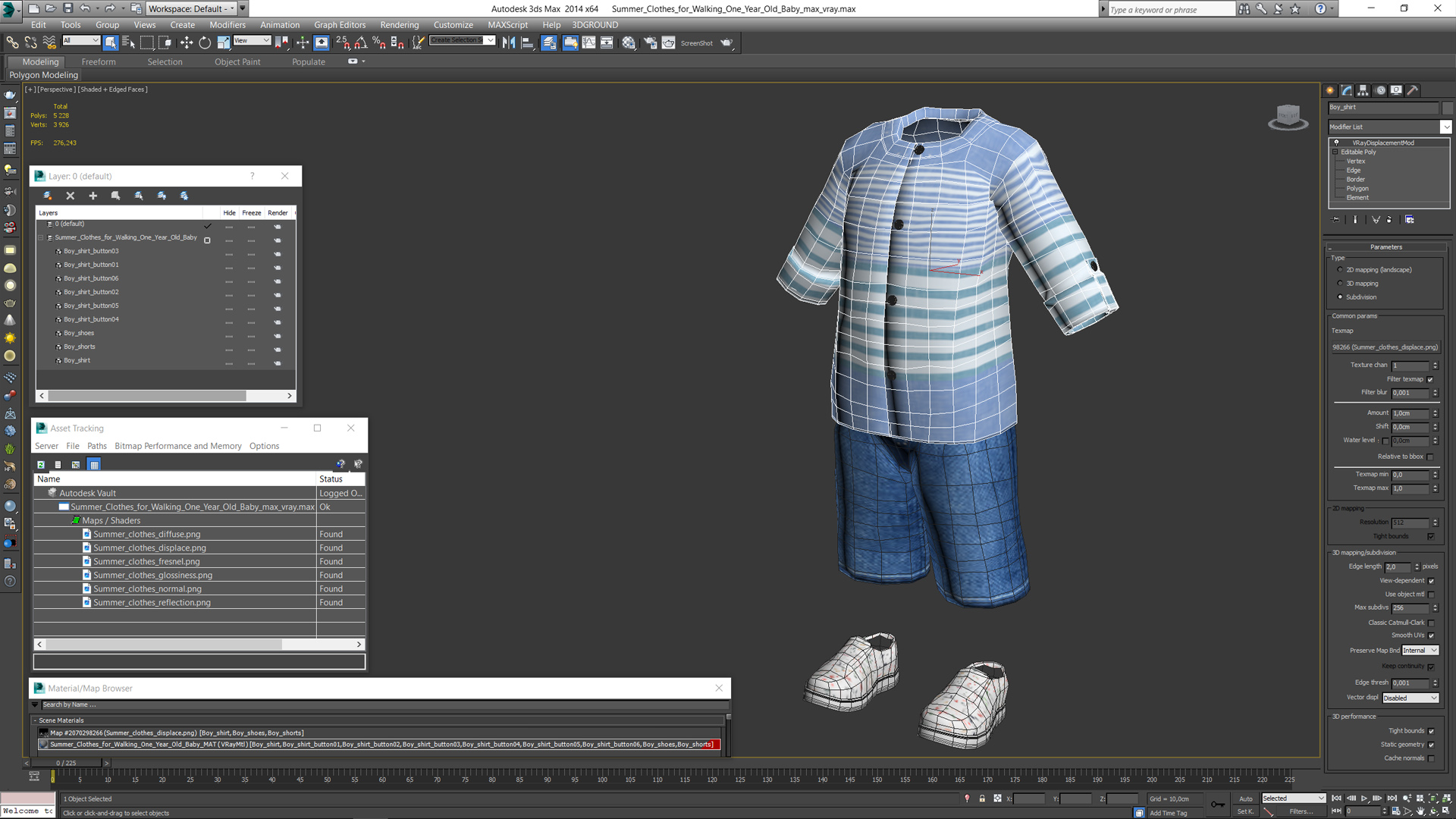 Summer Clothes for Walking One Year Old Baby 3D model