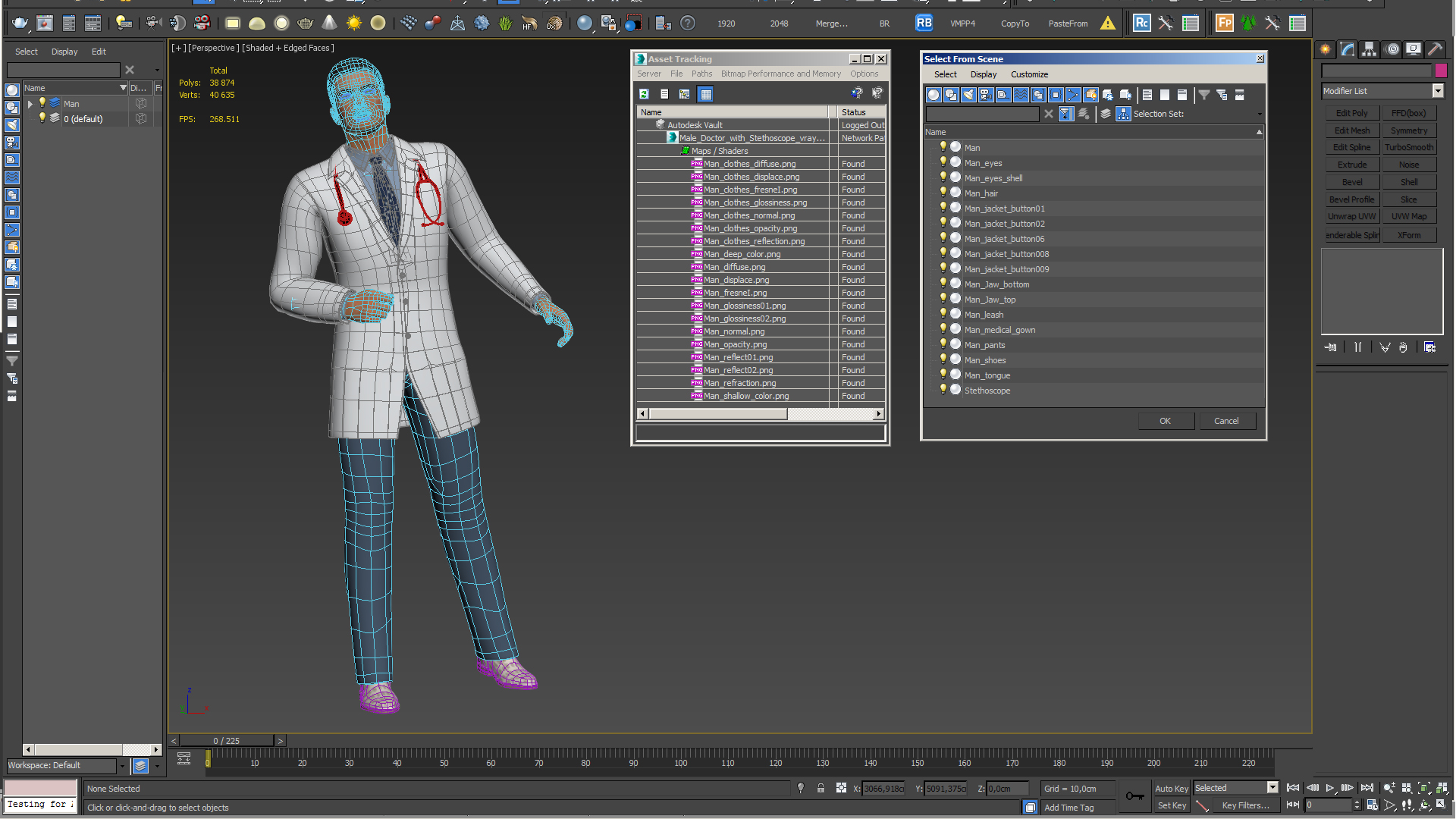 3D Male Doctor with Stethoscope model