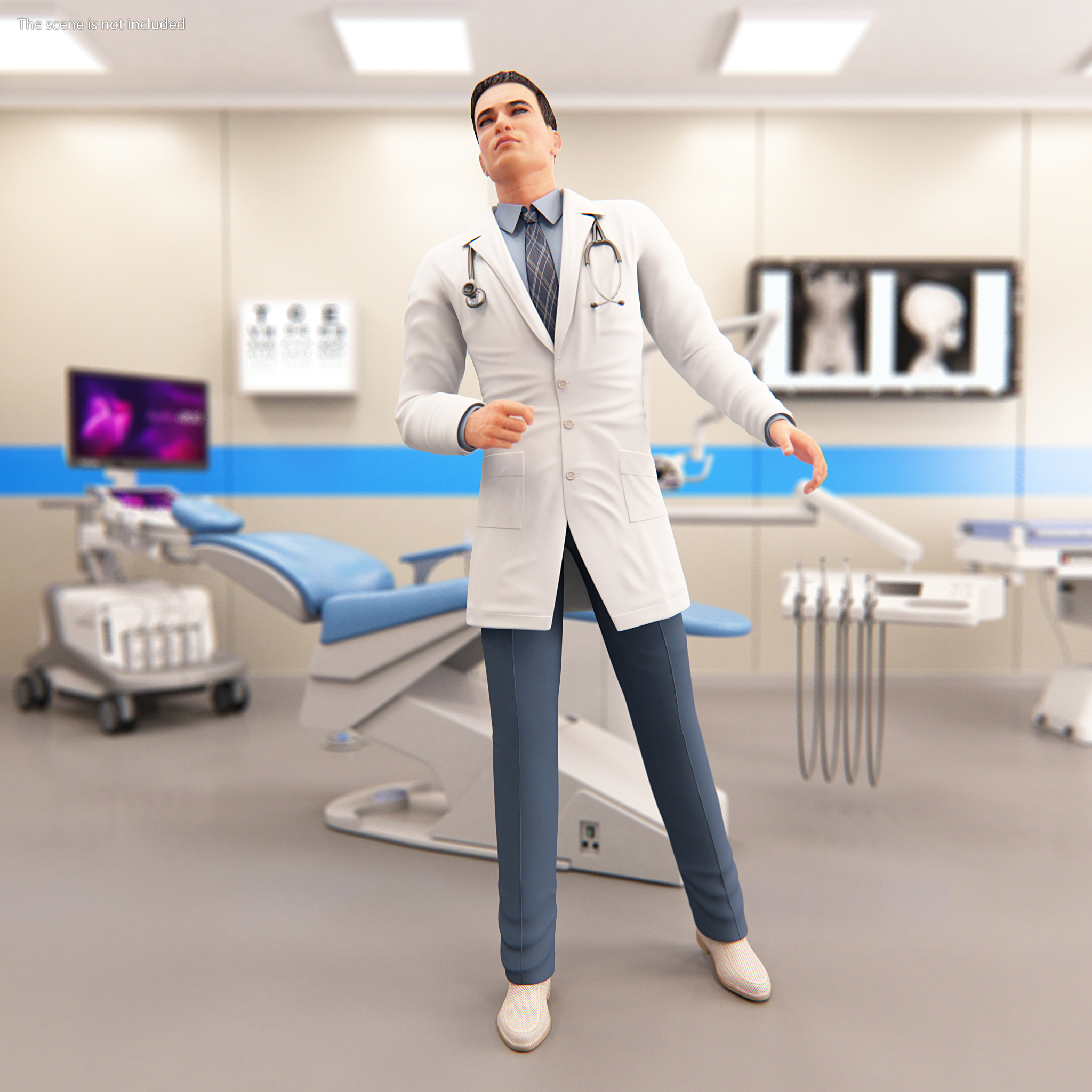 3D Male Doctor with Stethoscope model