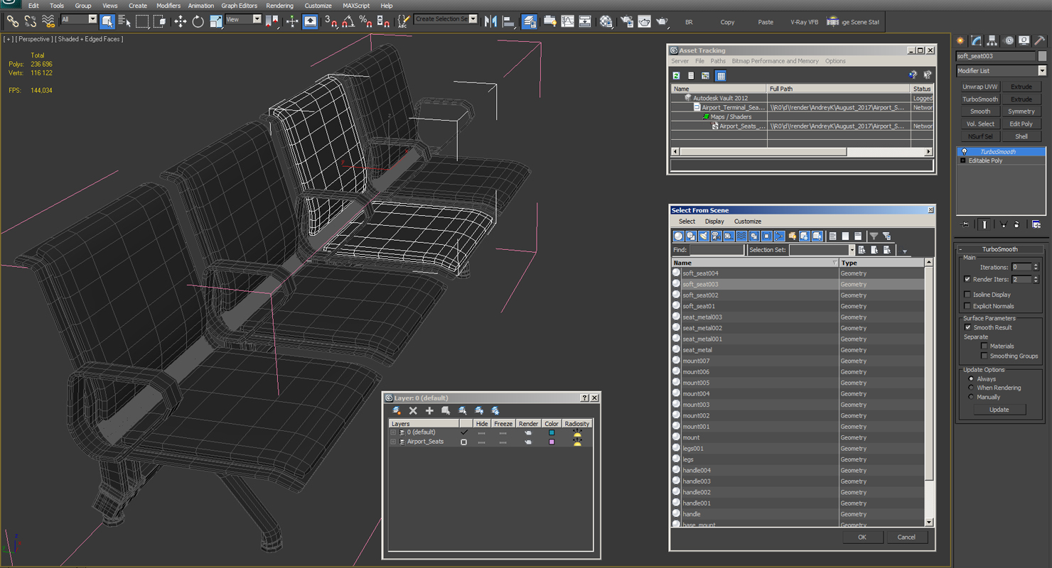 3D Airport Terminal Seating System