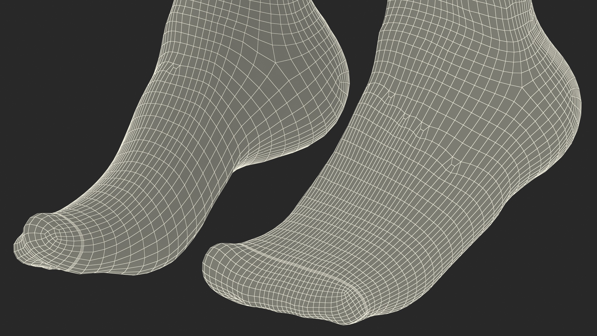 3D Long Socks Grey on The Foot Standing Toes