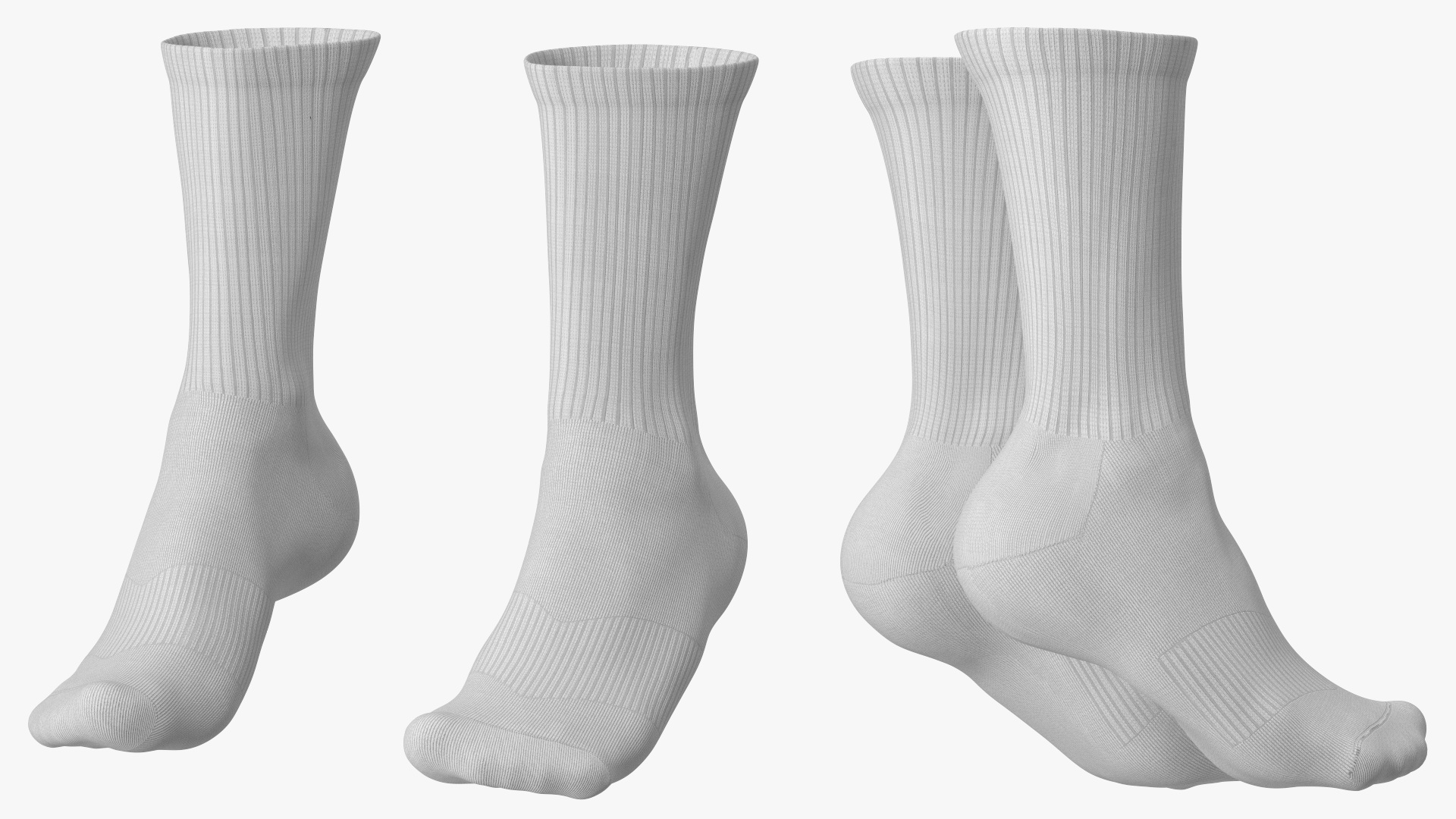 3D Long Socks Grey on The Foot Standing Toes