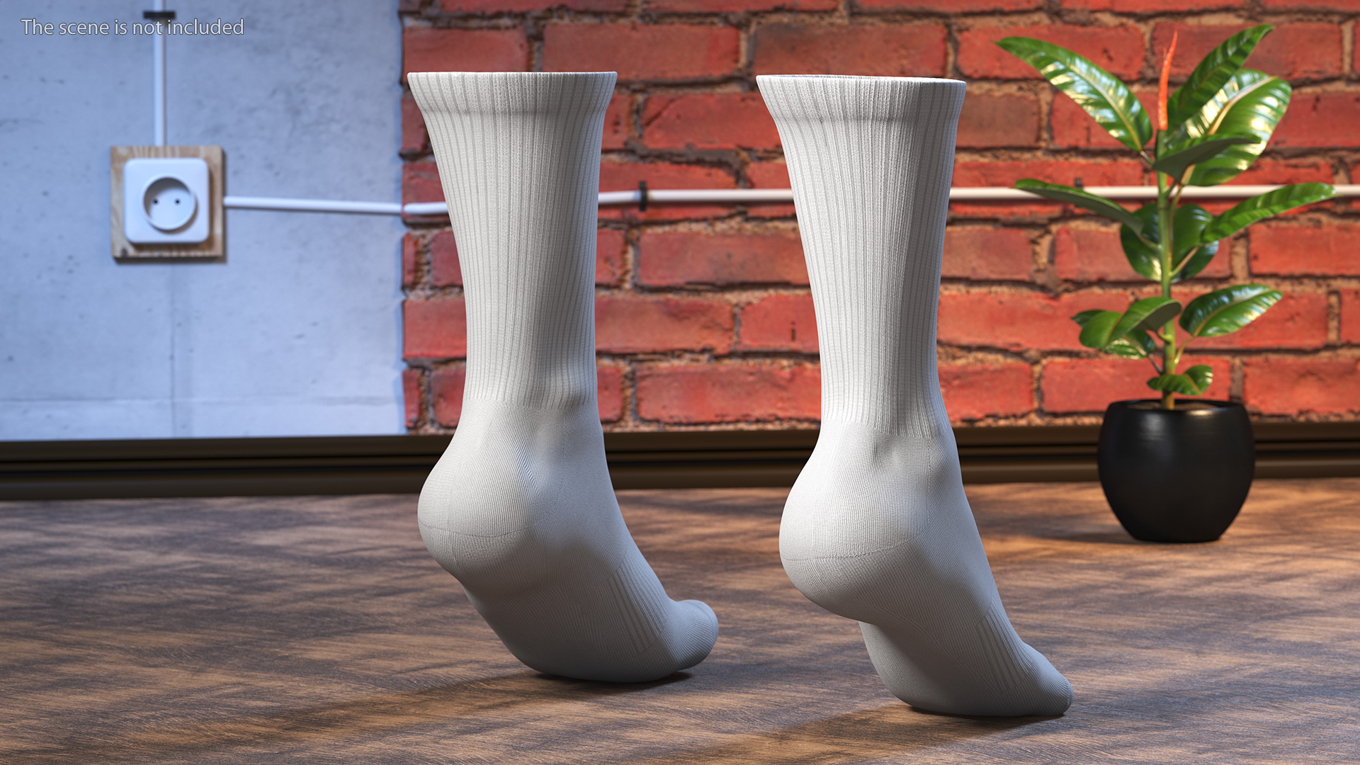 3D Long Socks Grey on The Foot Standing Toes