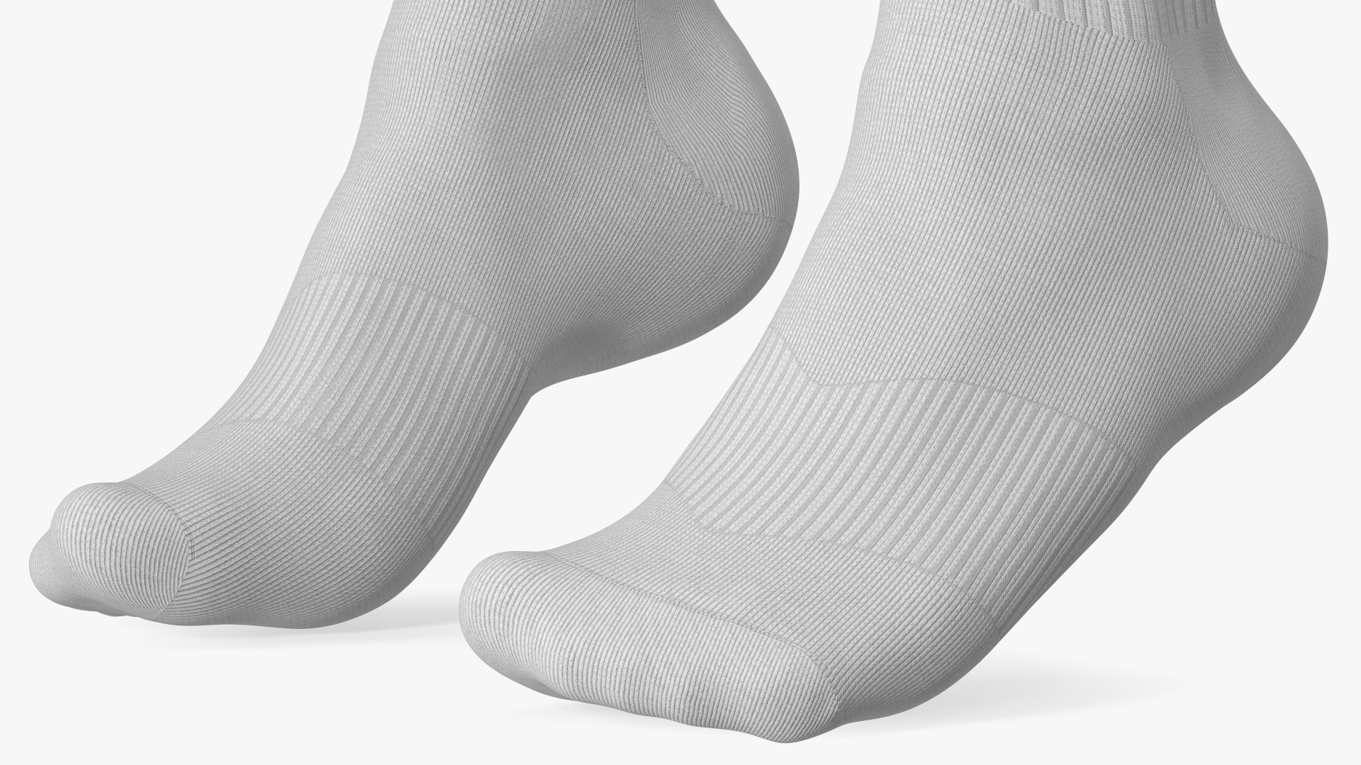 3D Long Socks Grey on The Foot Standing Toes