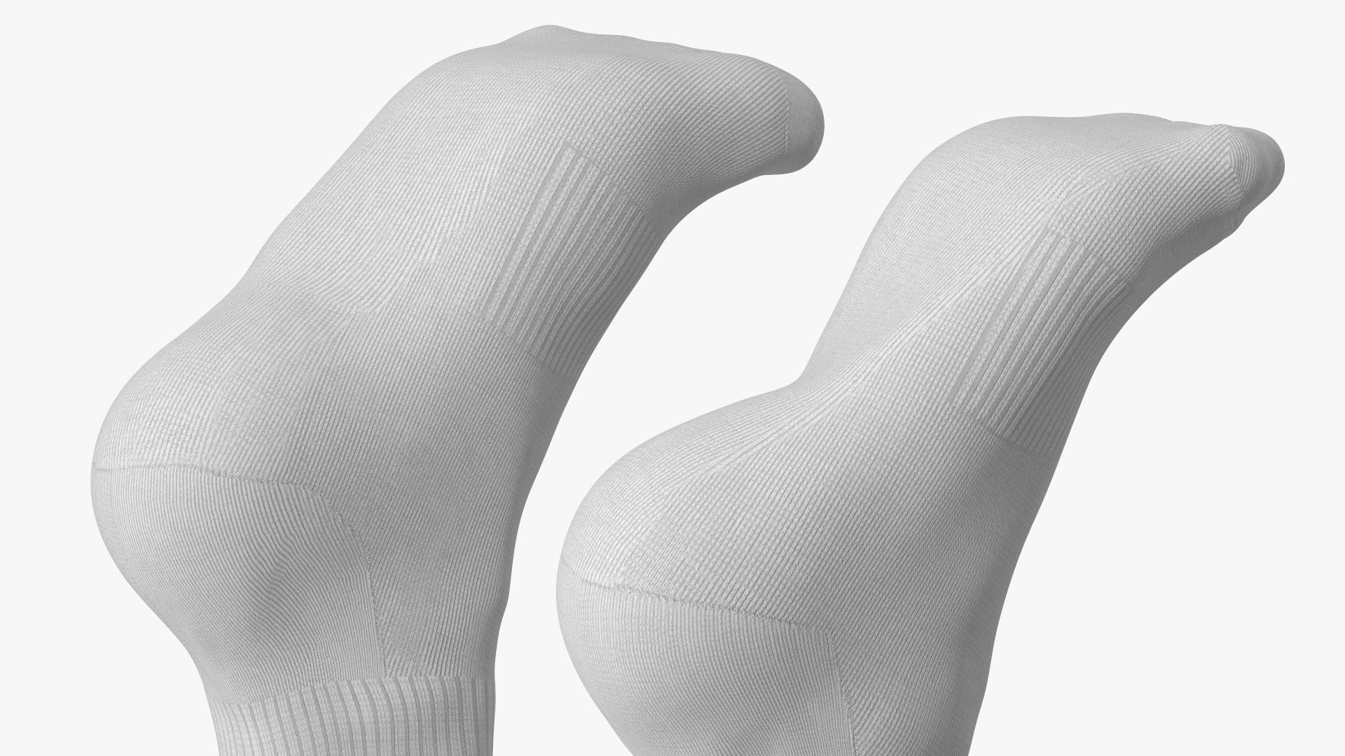 3D Long Socks Grey on The Foot Standing Toes