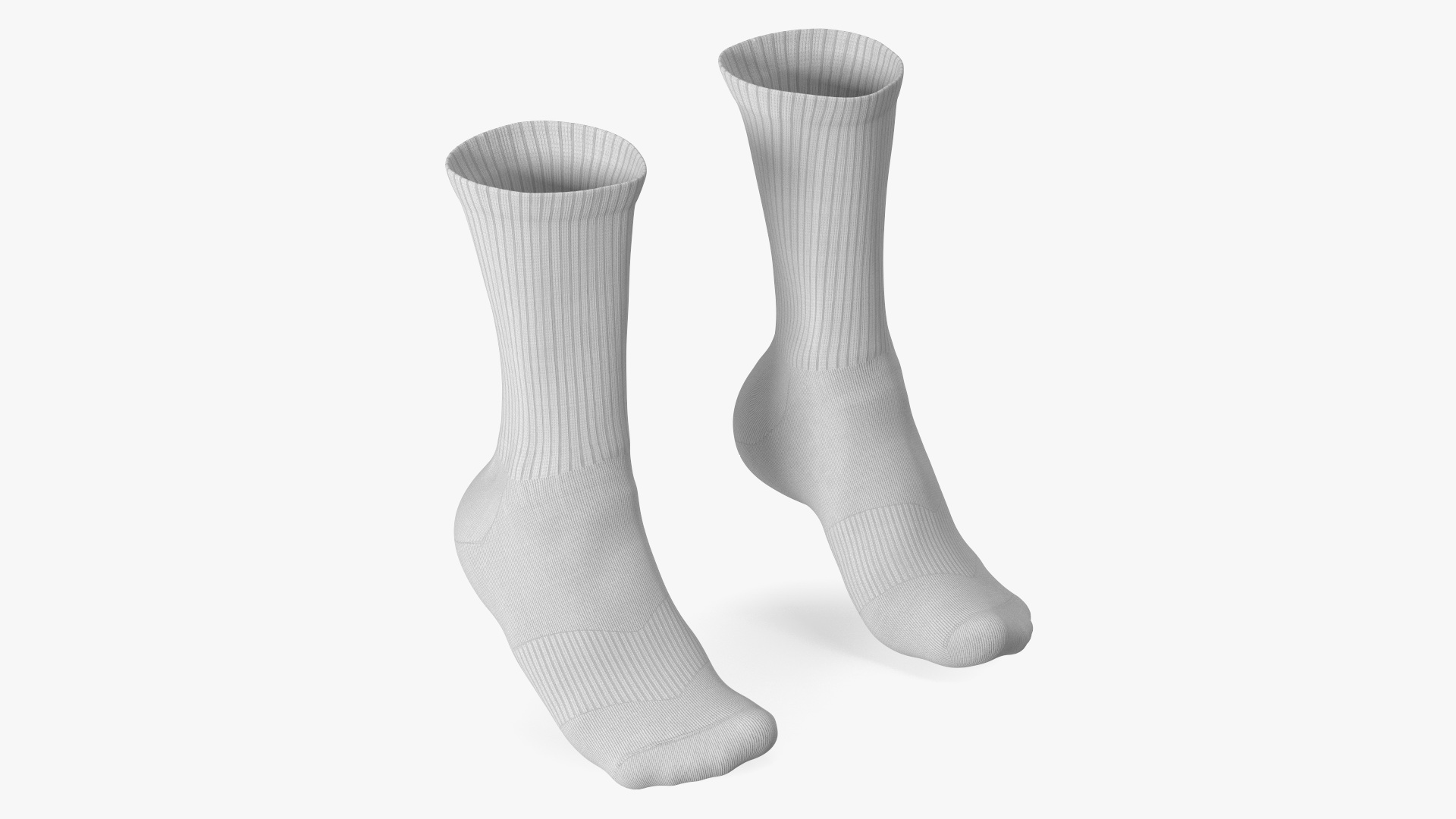 3D Long Socks Grey on The Foot Standing Toes