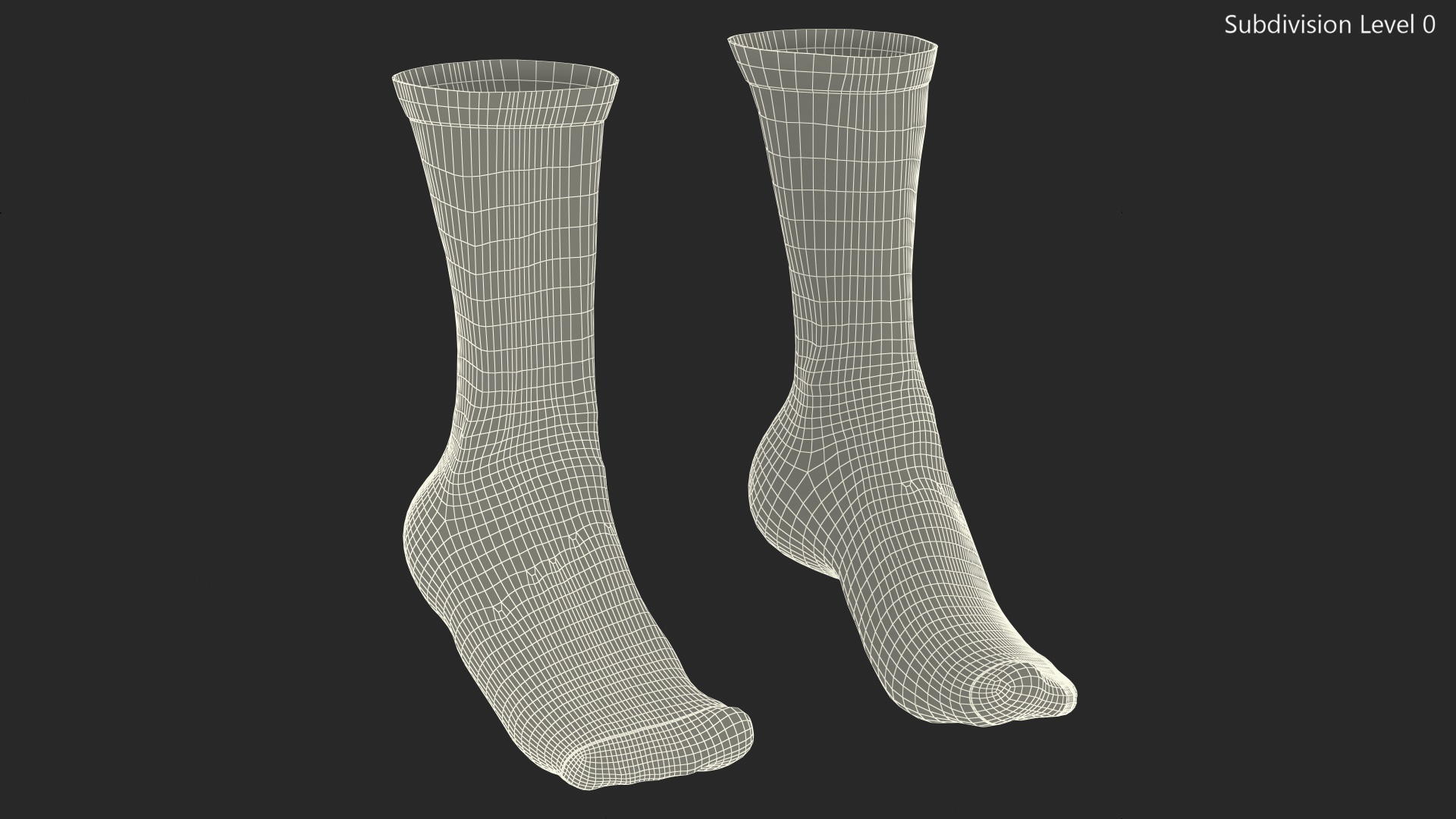 3D Long Socks Grey on The Foot Standing Toes