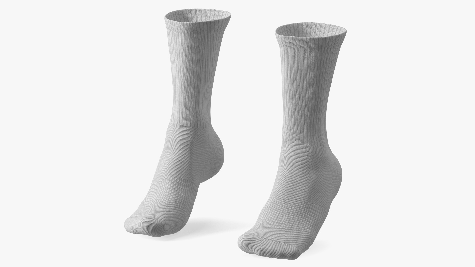 3D Long Socks Grey on The Foot Standing Toes