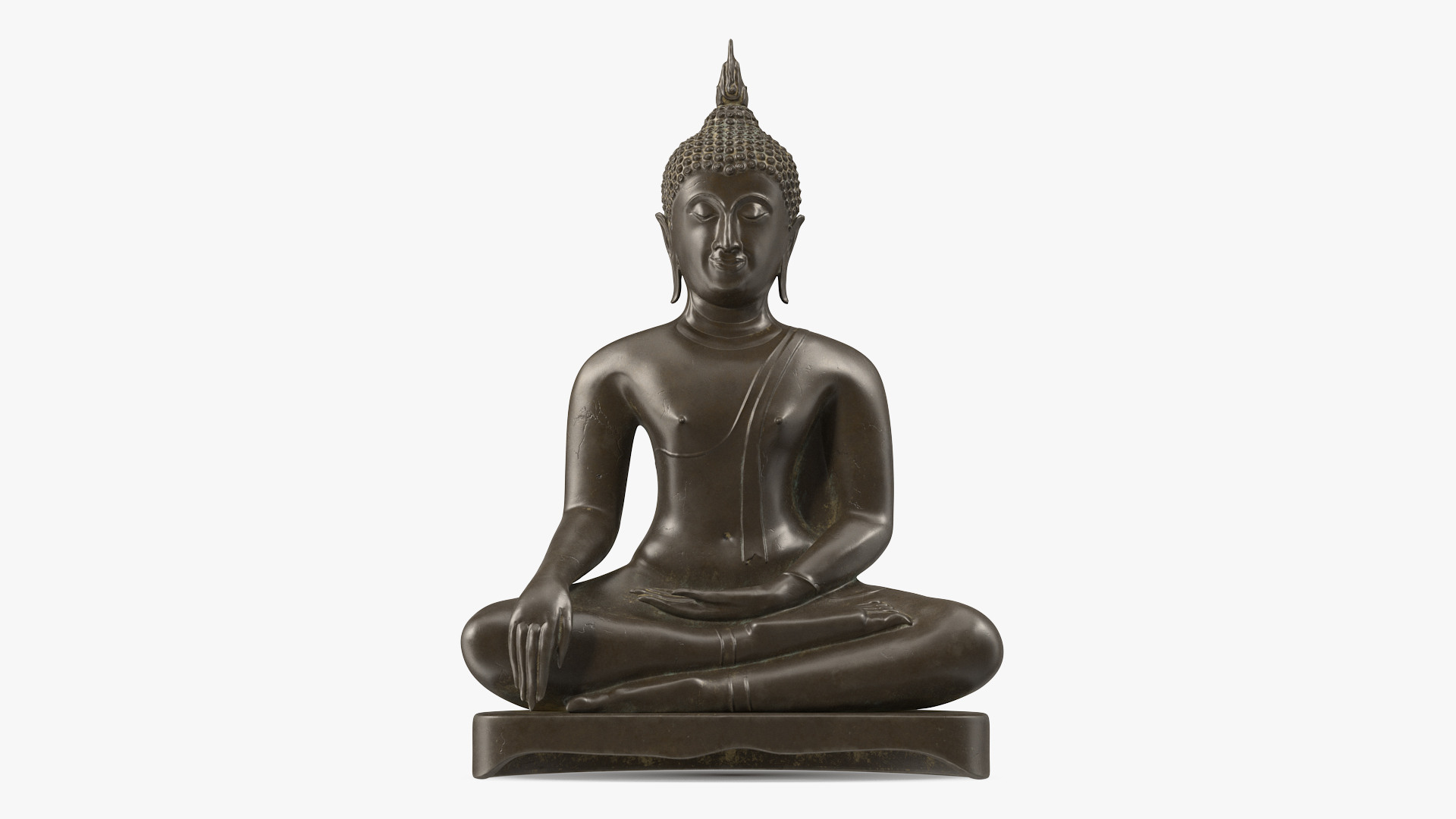 3D Antique Bronze Thai Buddha Statue model
