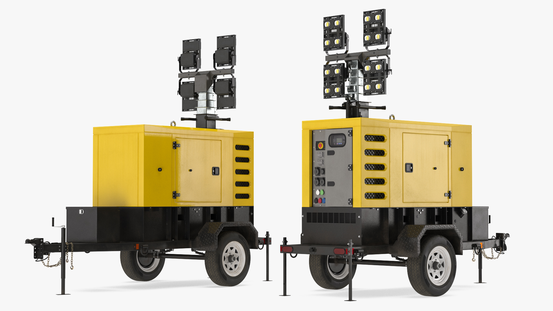 3D model Mobile Generator Generic with Lighting Mast Rigged