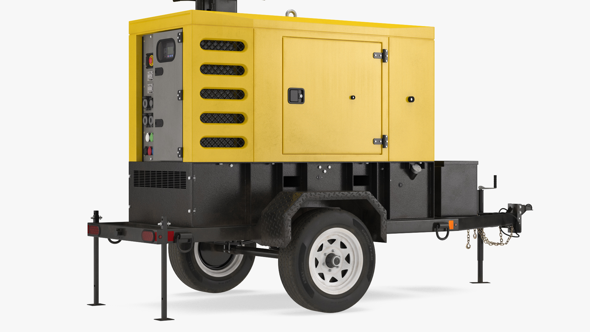3D model Mobile Generator Generic with Lighting Mast Rigged