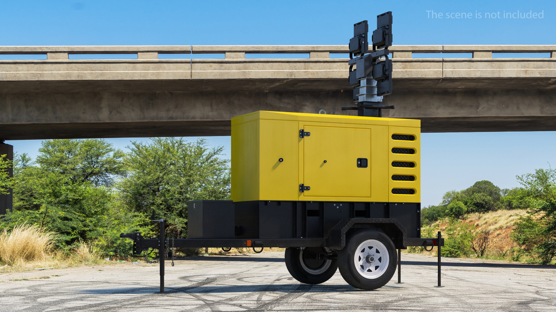3D model Mobile Generator Generic with Lighting Mast Rigged