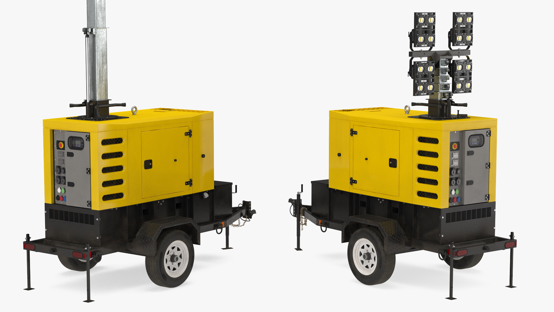 3D model Mobile Generator Generic with Lighting Mast Rigged