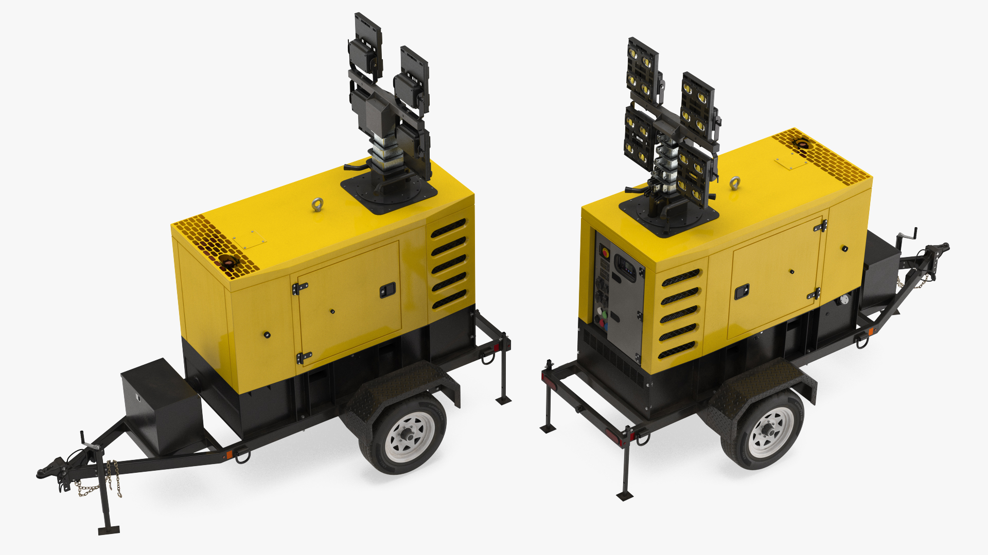 3D model Mobile Generator Generic with Lighting Mast Rigged