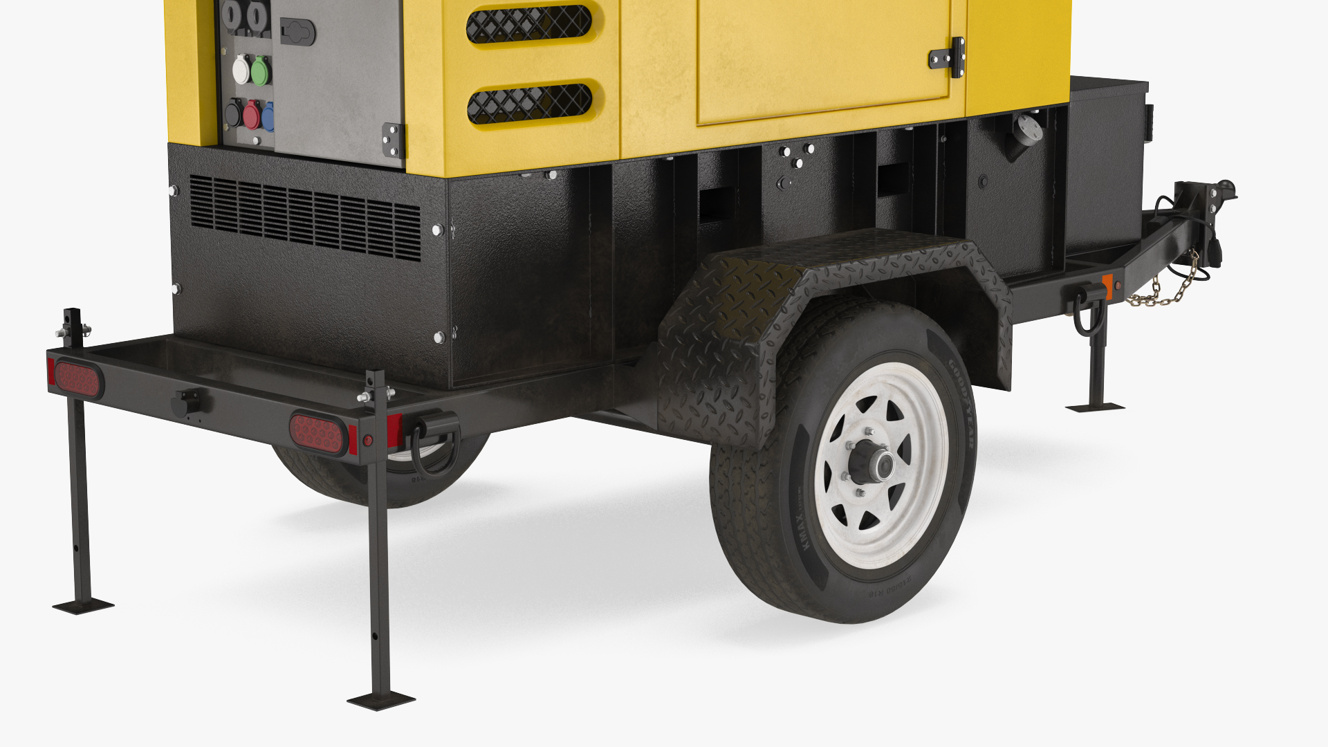 3D model Mobile Generator Generic with Lighting Mast Rigged