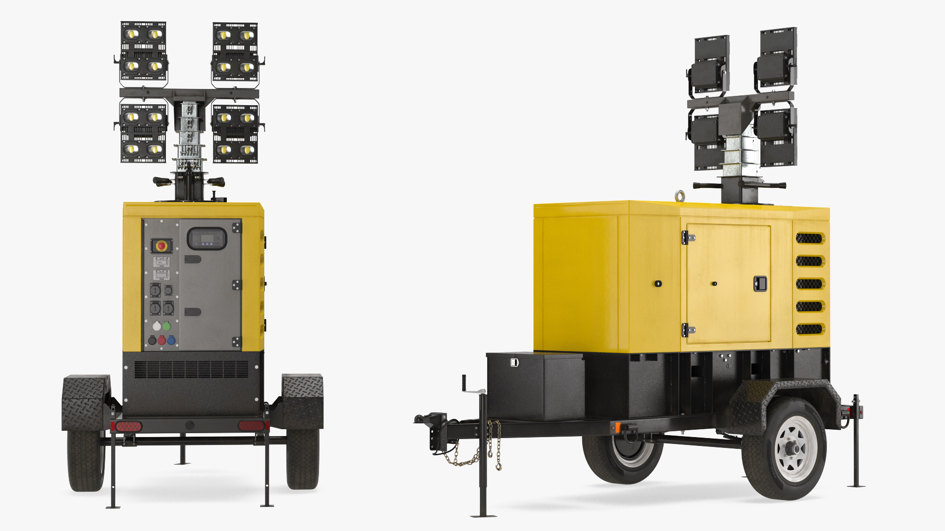 3D model Mobile Generator Generic with Lighting Mast Rigged