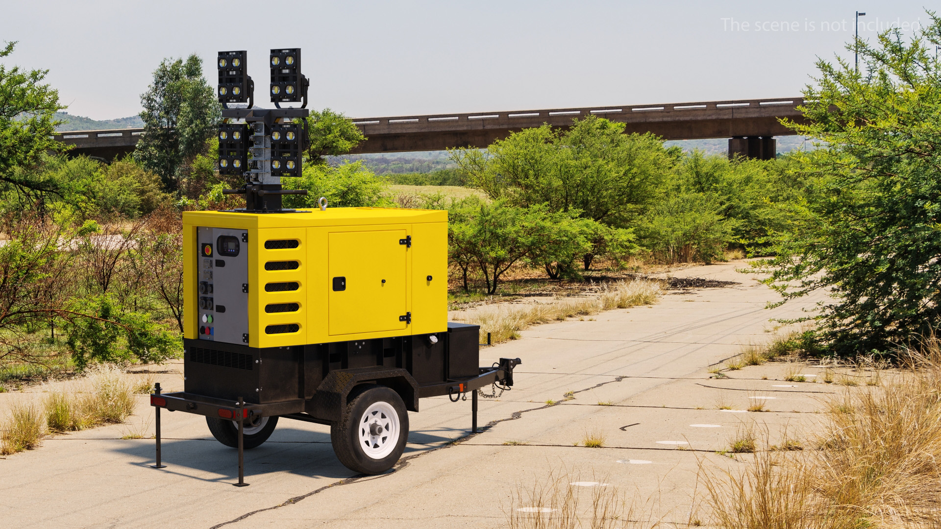 3D model Mobile Generator Generic with Lighting Mast Rigged