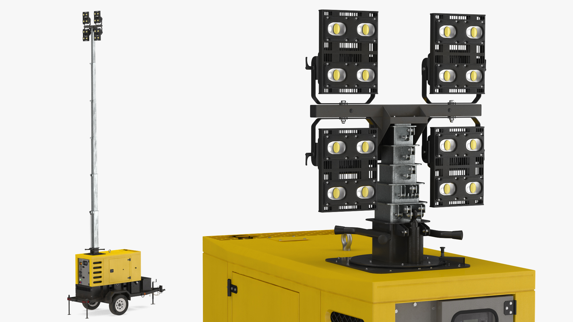 3D model Mobile Generator Generic with Lighting Mast Rigged