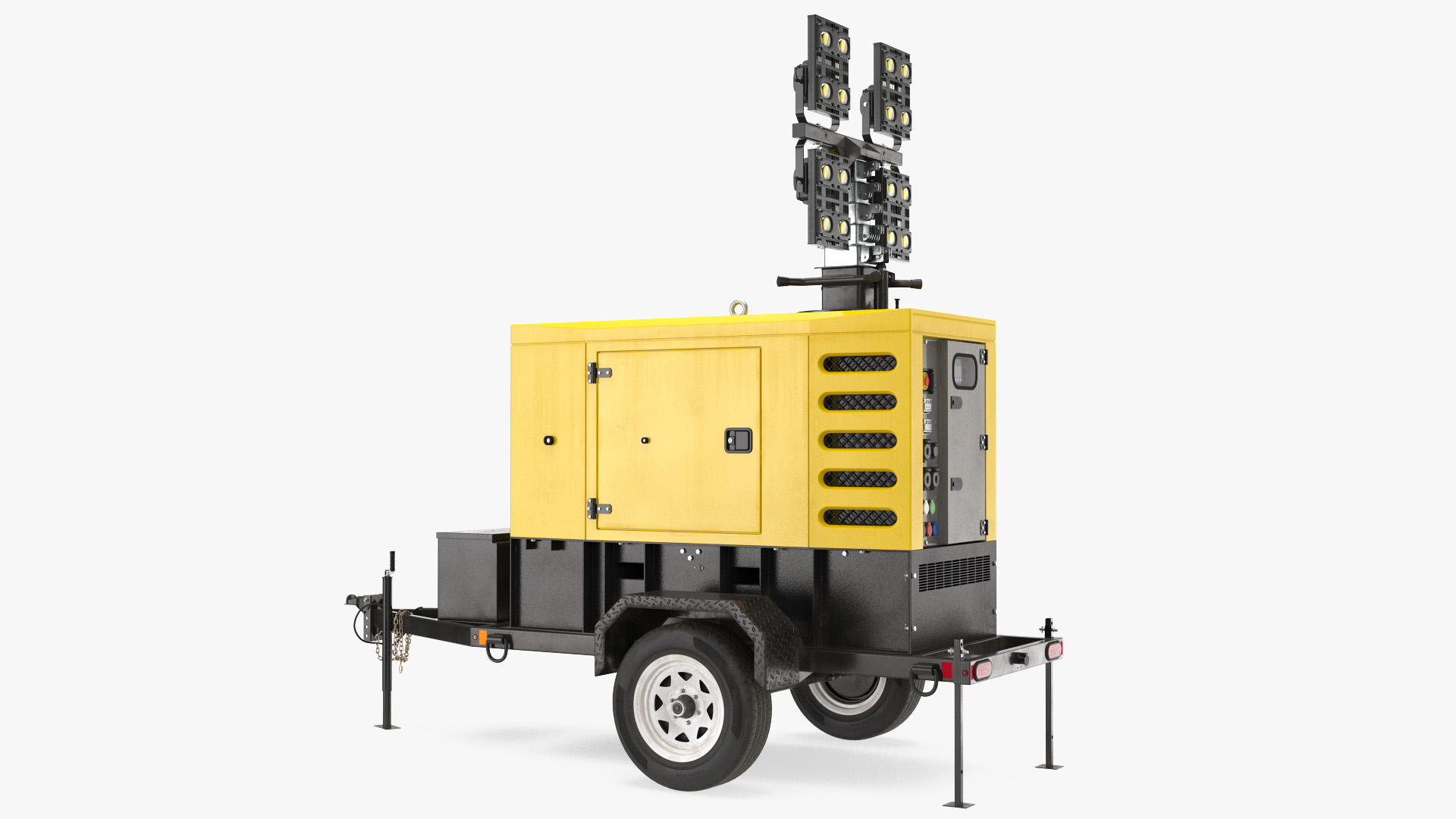 3D model Mobile Generator Generic with Lighting Mast Rigged