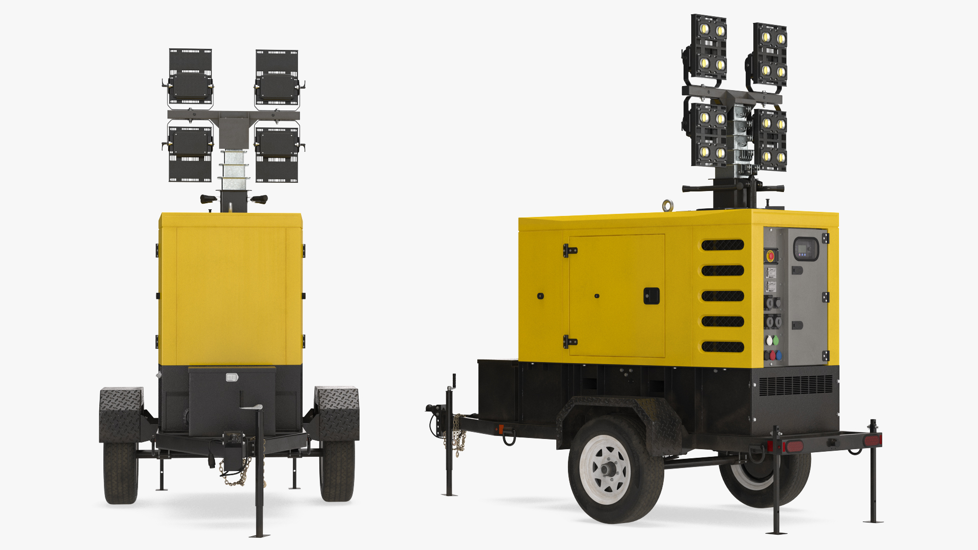 3D model Mobile Generator Generic with Lighting Mast Rigged