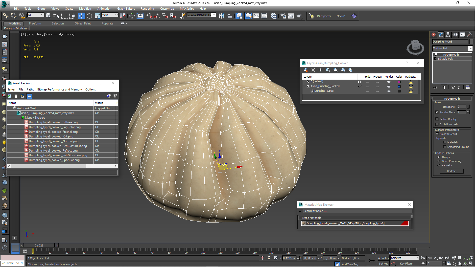 Asian Dumpling Cooked for 3D Print 3D model