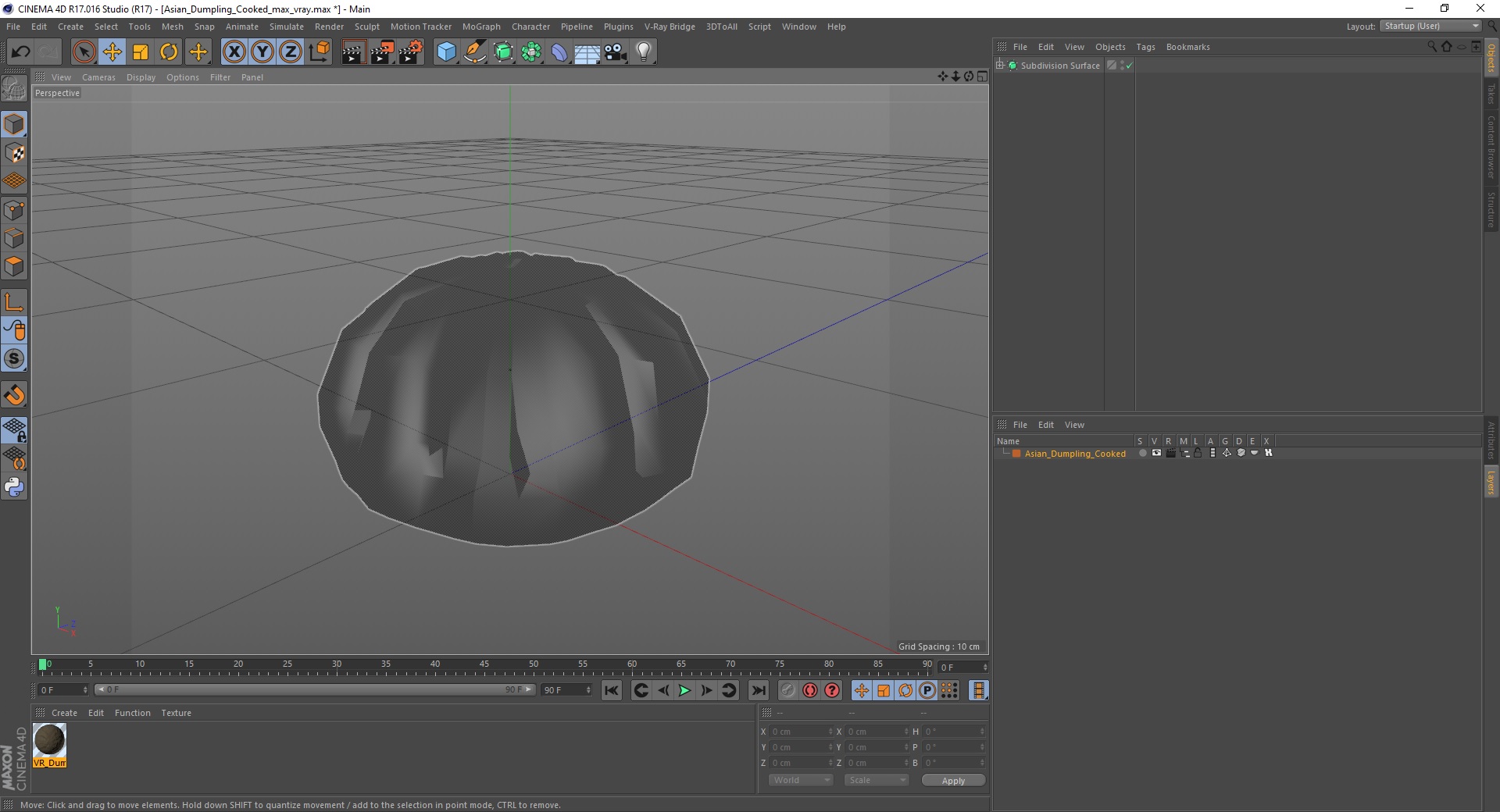 Asian Dumpling Cooked for 3D Print 3D model
